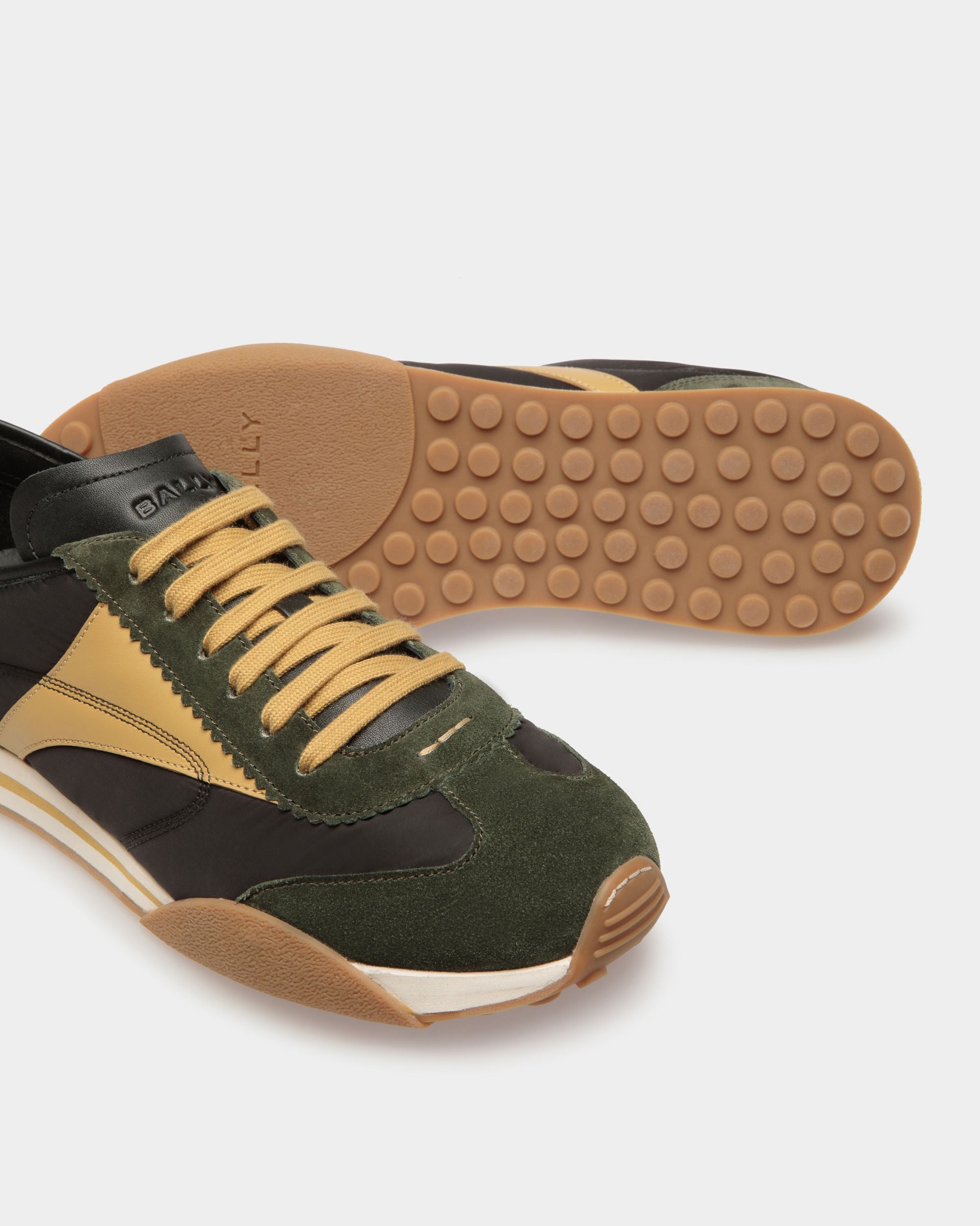 Sussex Sneakers In Green And Black Leather And Fabric - Men's - Bally - 05