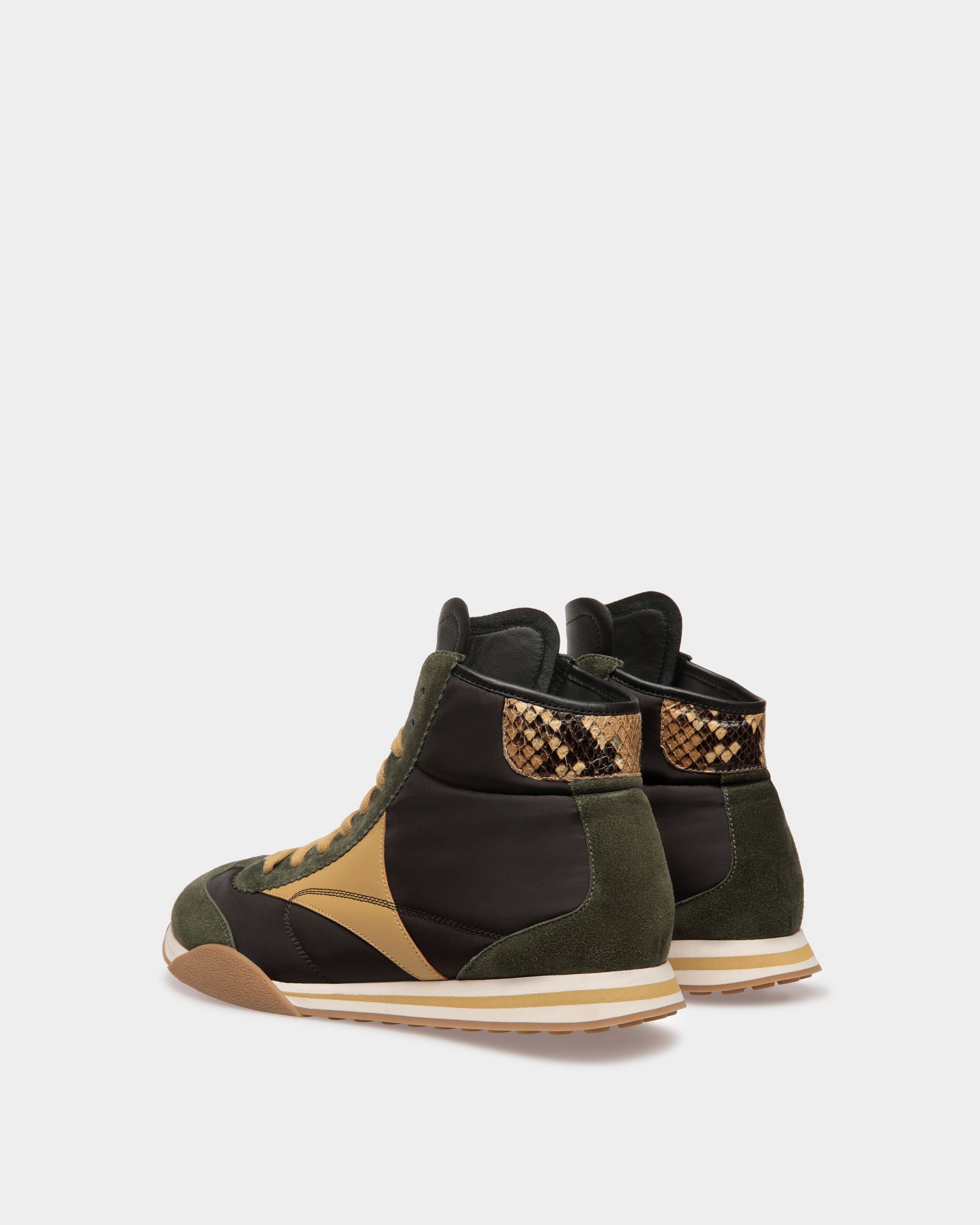 Sussex Sneakers In Green And Black Leather And Fabric - Men's - Bally - 03