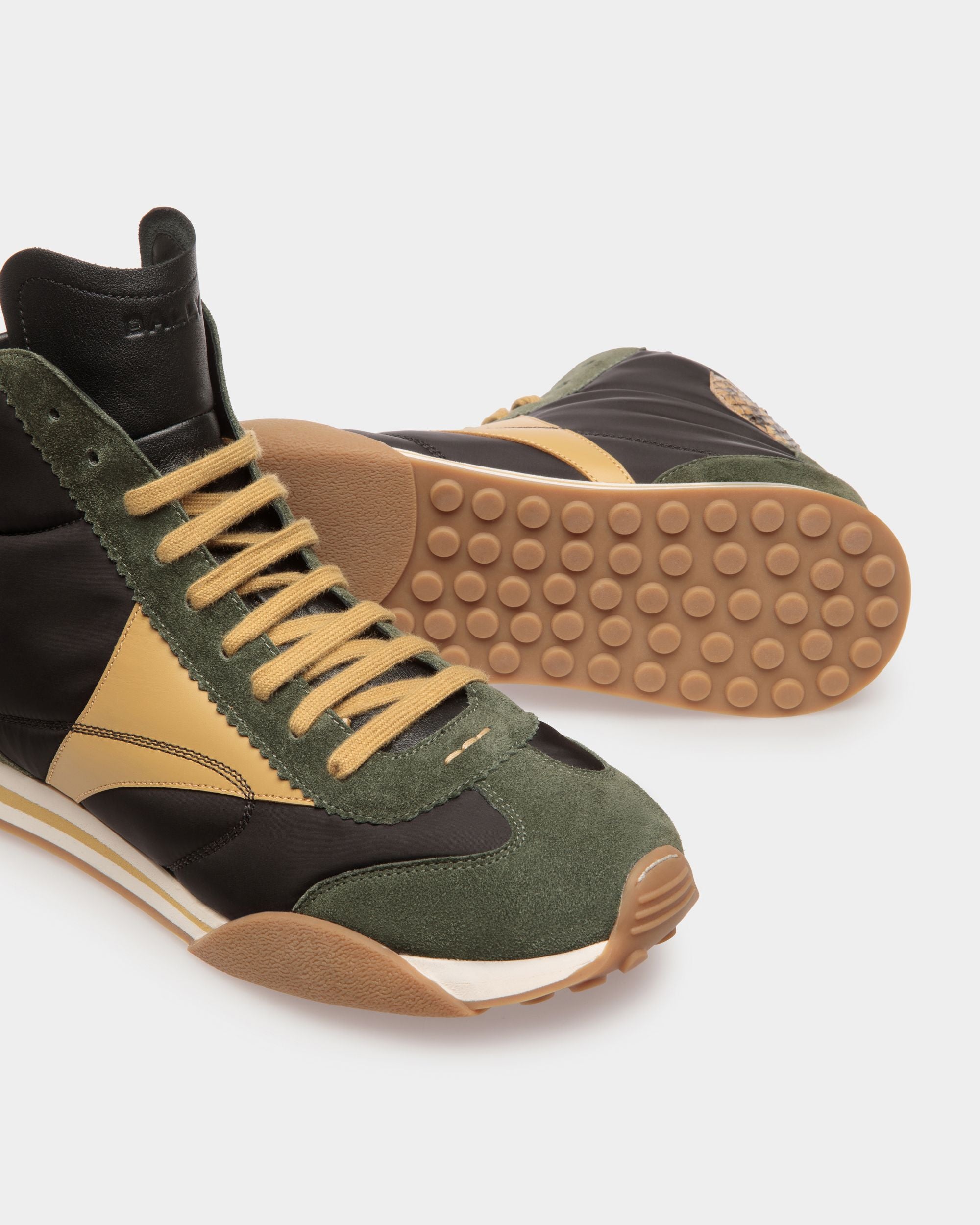Sussex Sneakers In Green And Black Leather And Fabric - Men's - Bally - 04