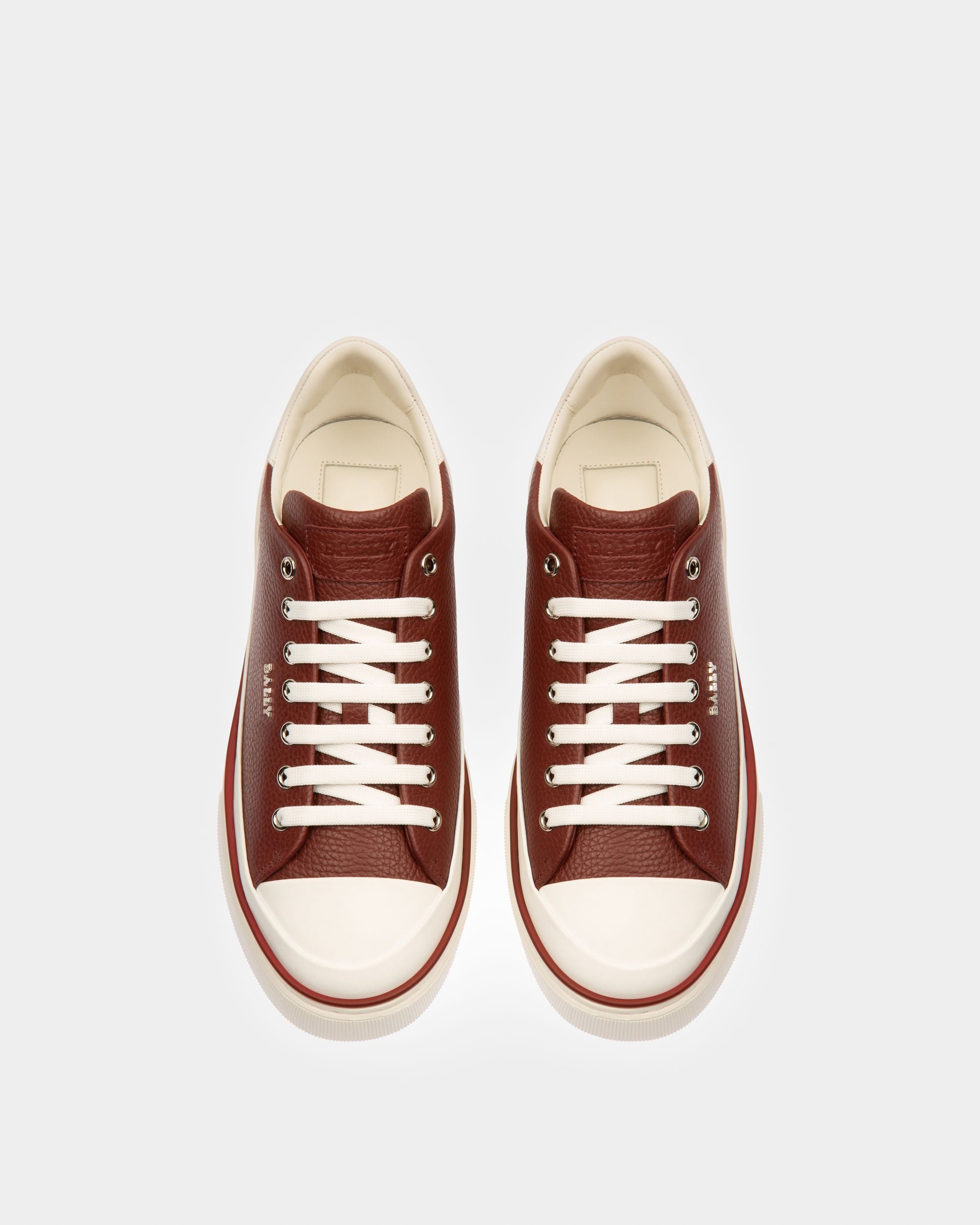 Maily Leather Sneakers In Heritage Red & White - Men's - Bally - 02