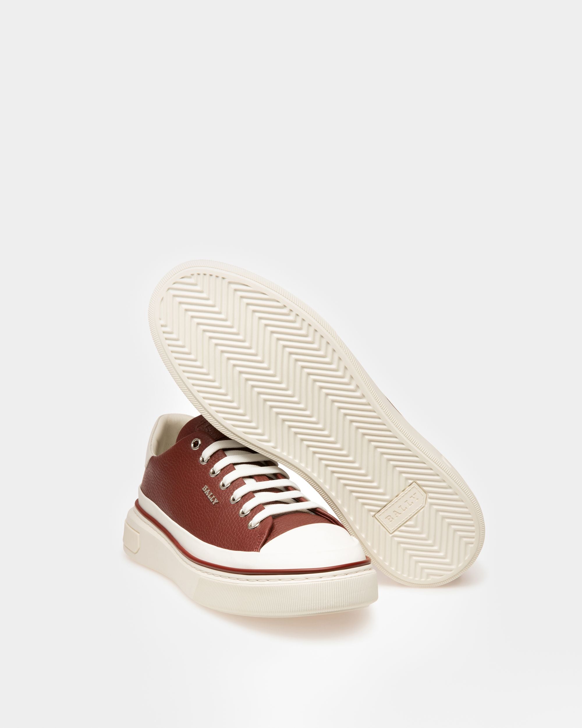 Maily Leather Sneakers In Heritage Red & White - Men's - Bally - 04