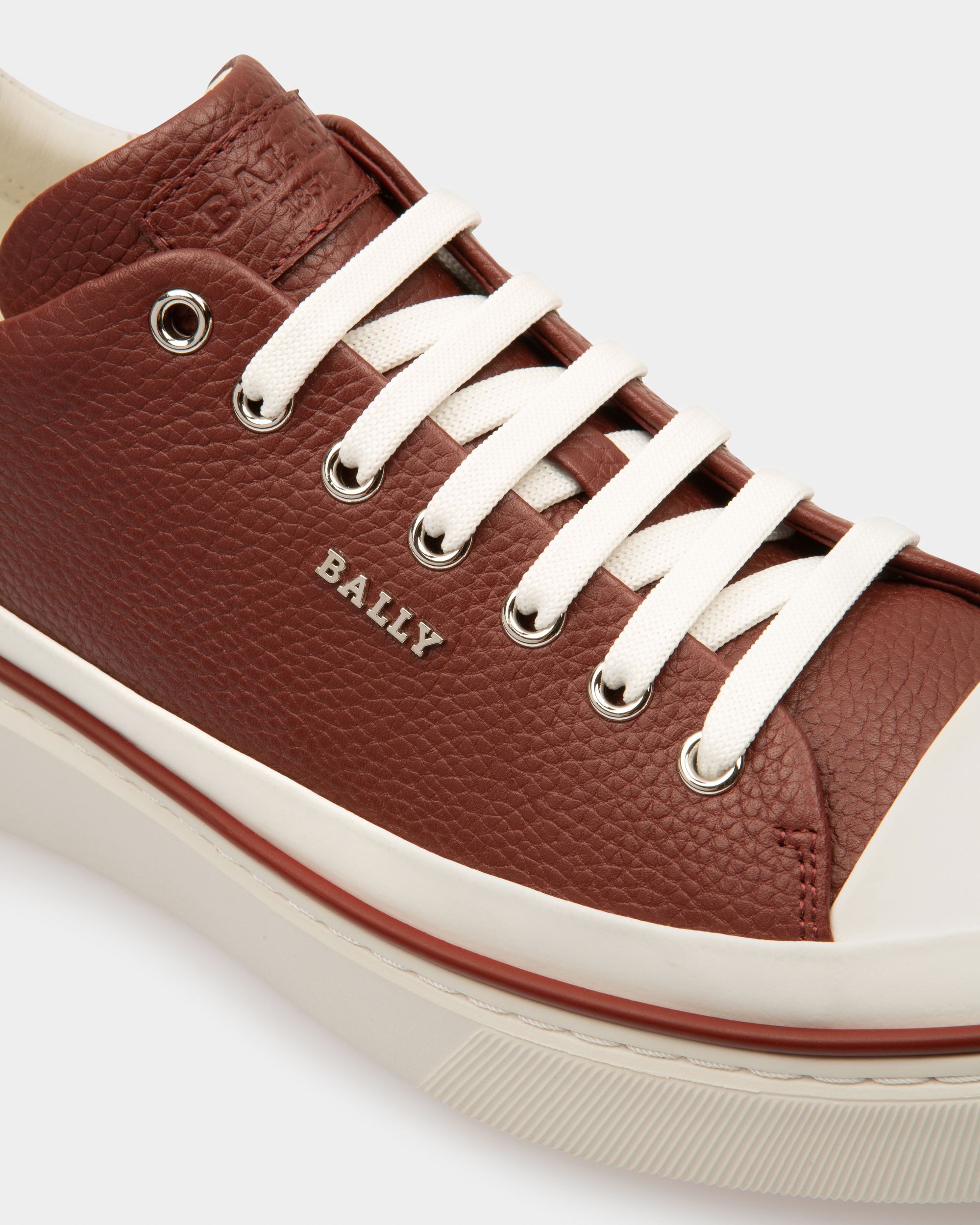 Maily Leather Sneakers In Heritage Red & White - Men's - Bally - 05