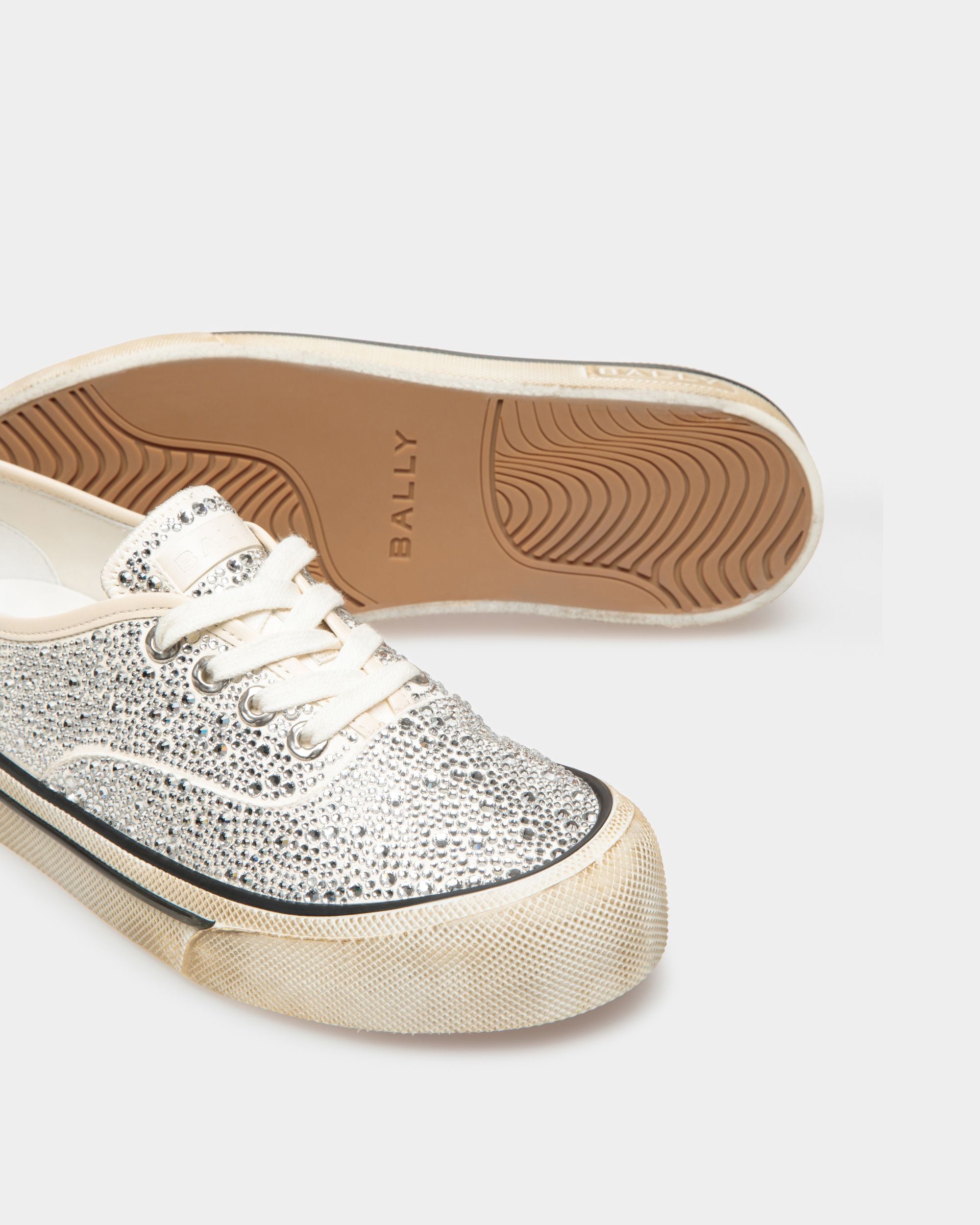 Lawren Sneakers In Bone Leather And Rhinestones - Men's - Bally - 05