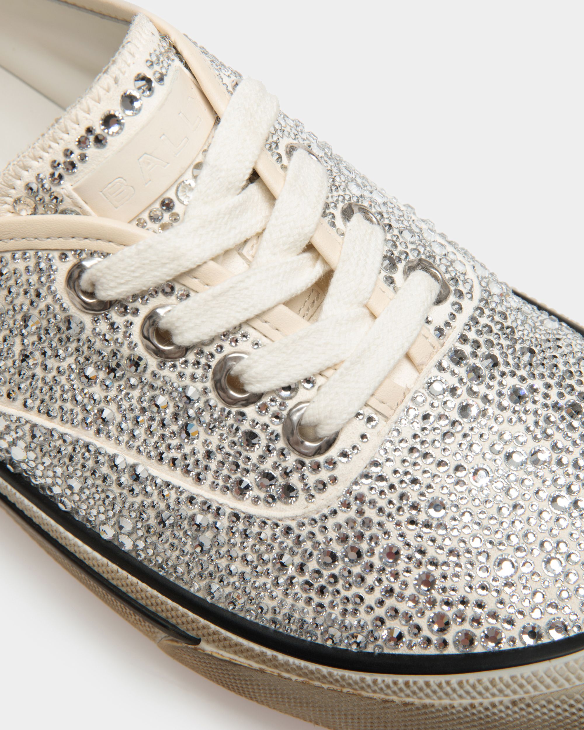 Lawren Sneakers In Bone Leather And Rhinestones - Men's - Bally - 06