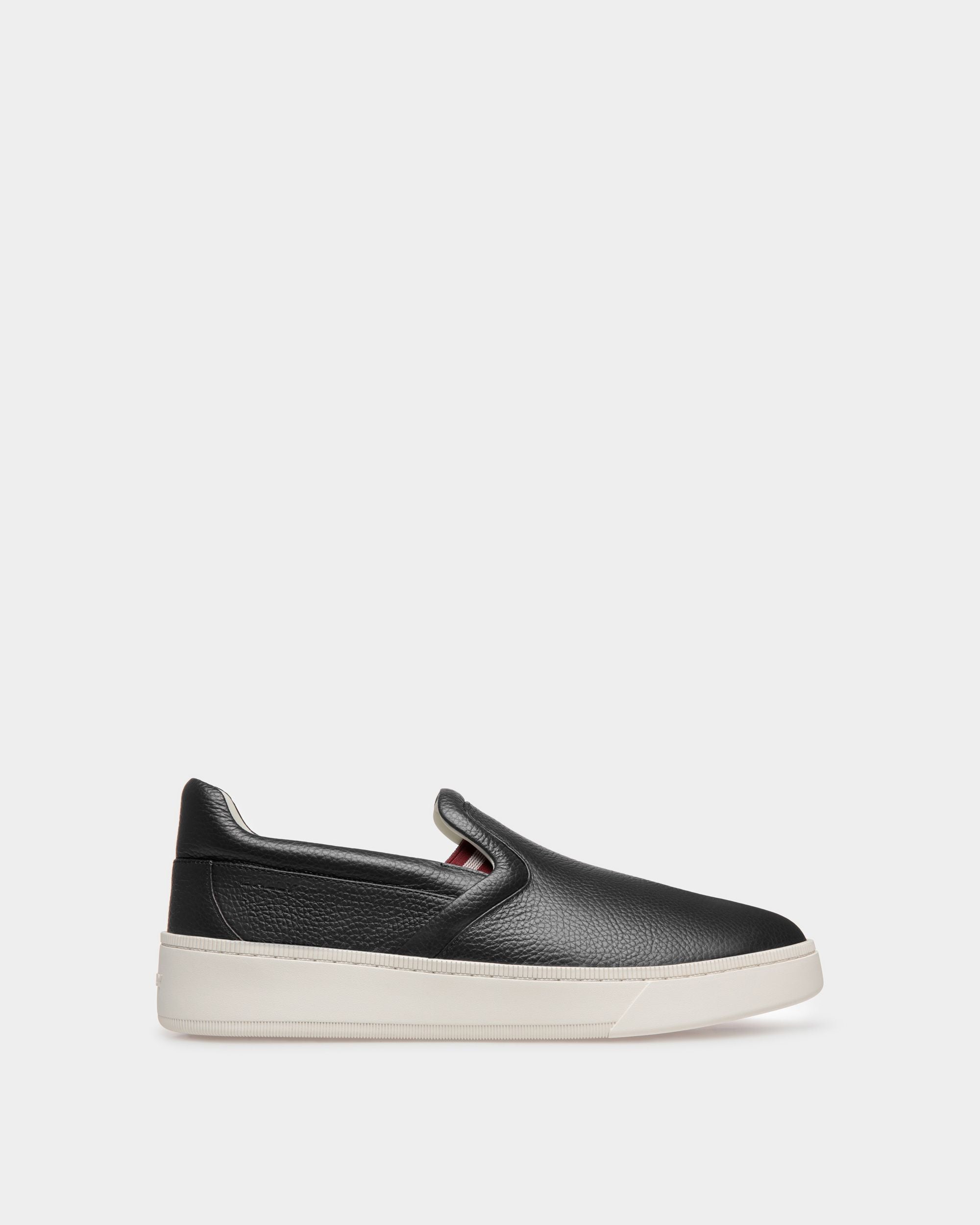 Raise Slip-On Sneaker in Black Grained Leather - Men's - Bally - 01