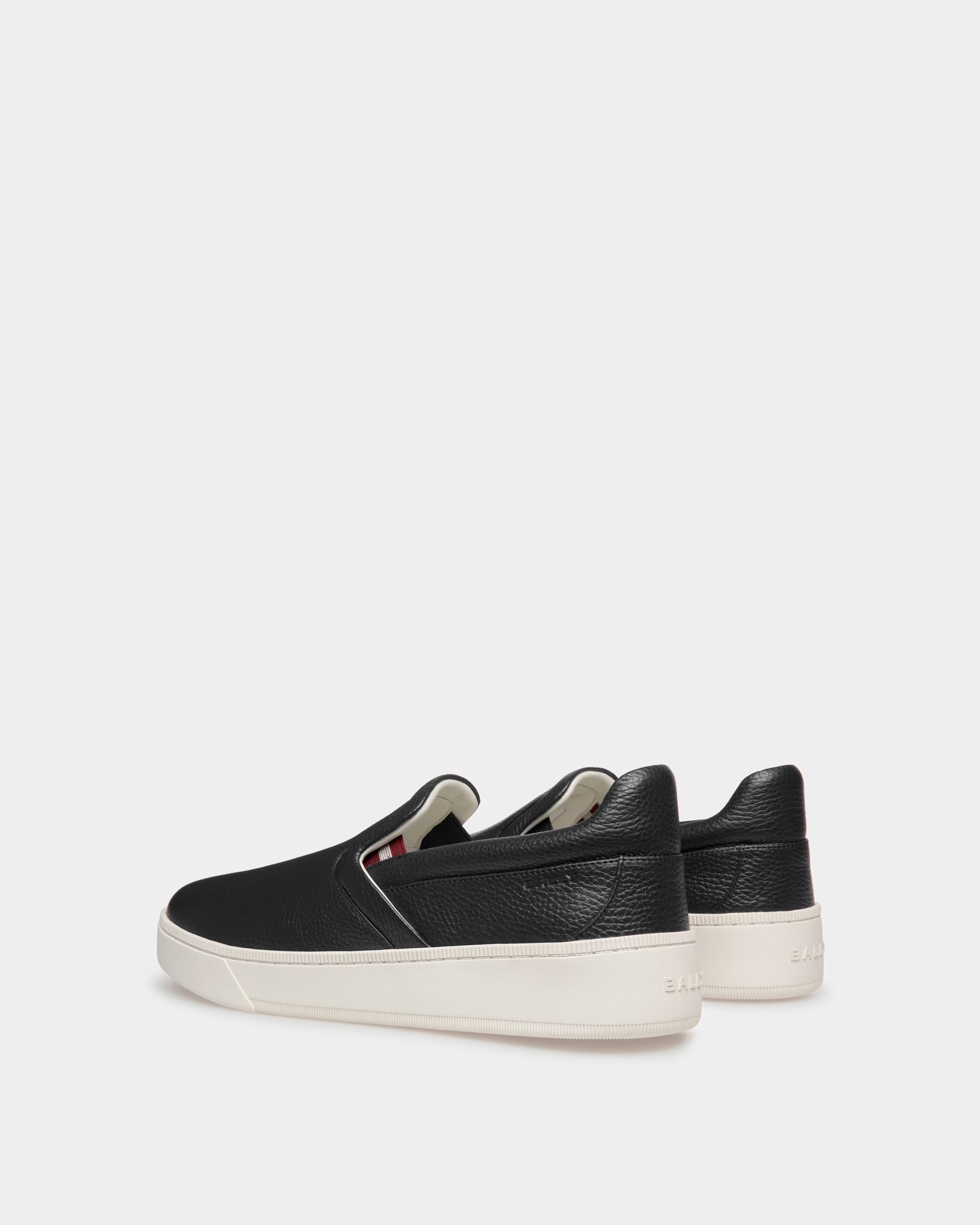 Raise Slip-On Sneaker in Black Grained Leather - Men's - Bally - 03
