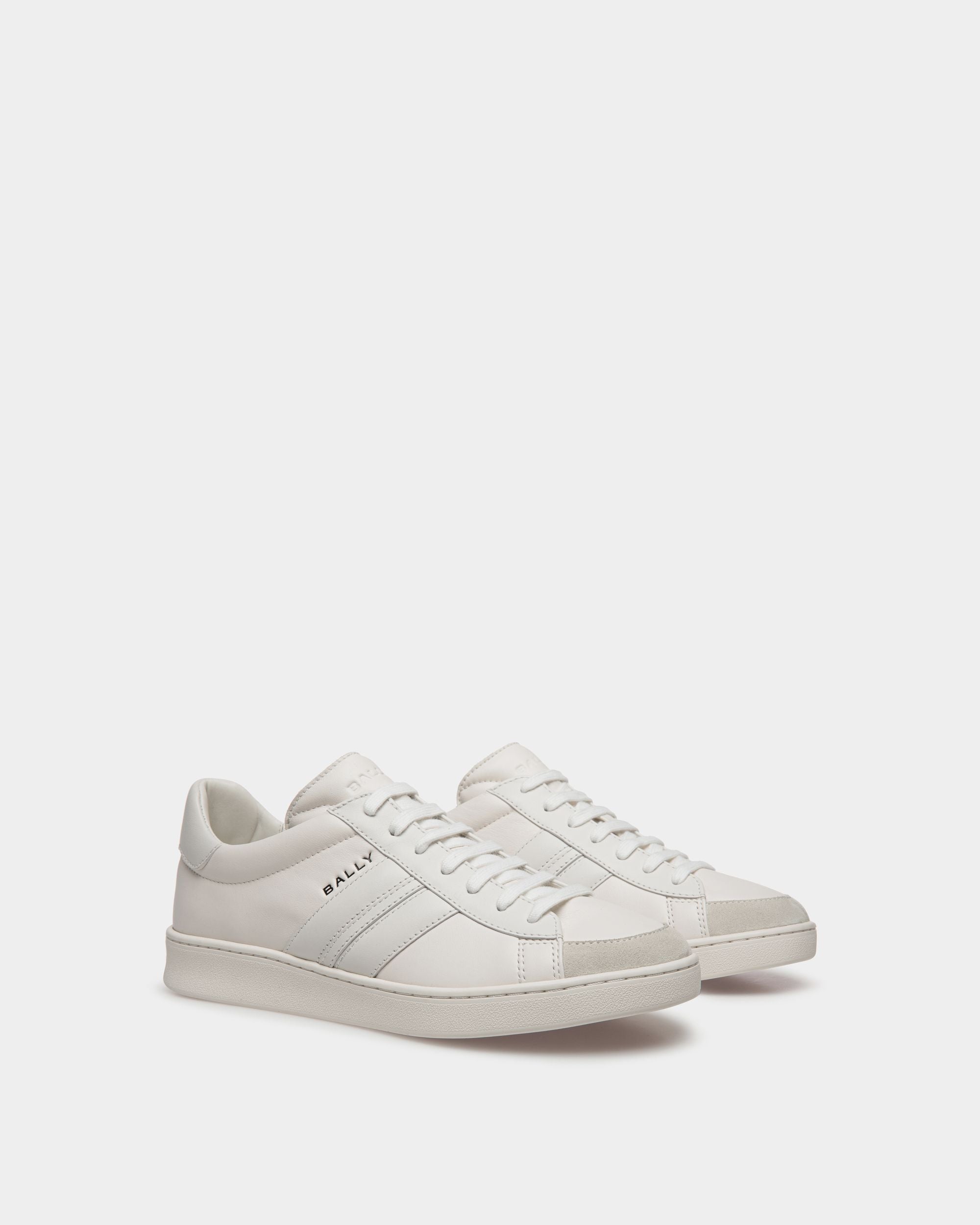 Men s Tennis Sneaker In White Leather Bally