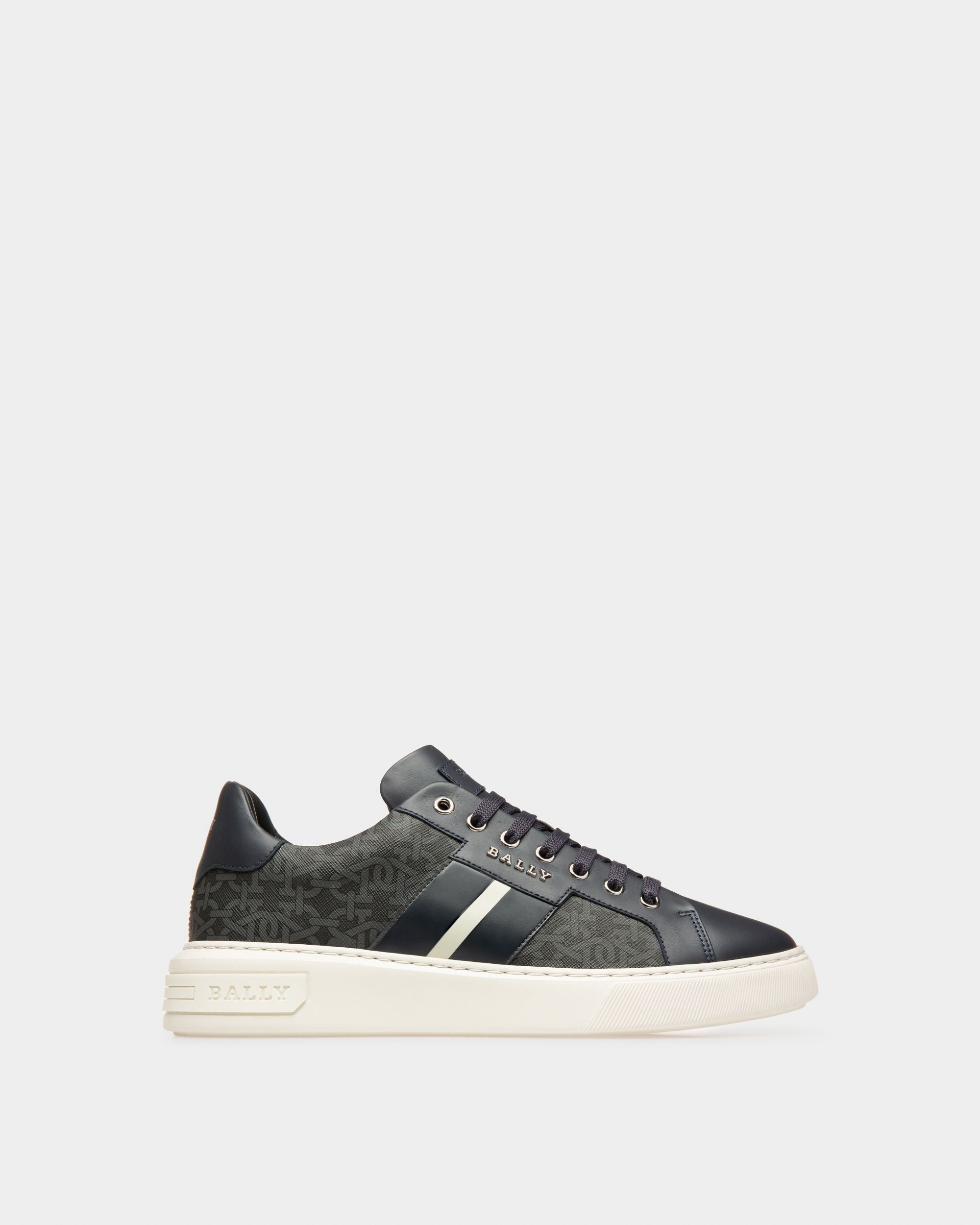 Myron Cotton Mix & Leather Sneakers In Grey & Navy - Men's - Bally - 01