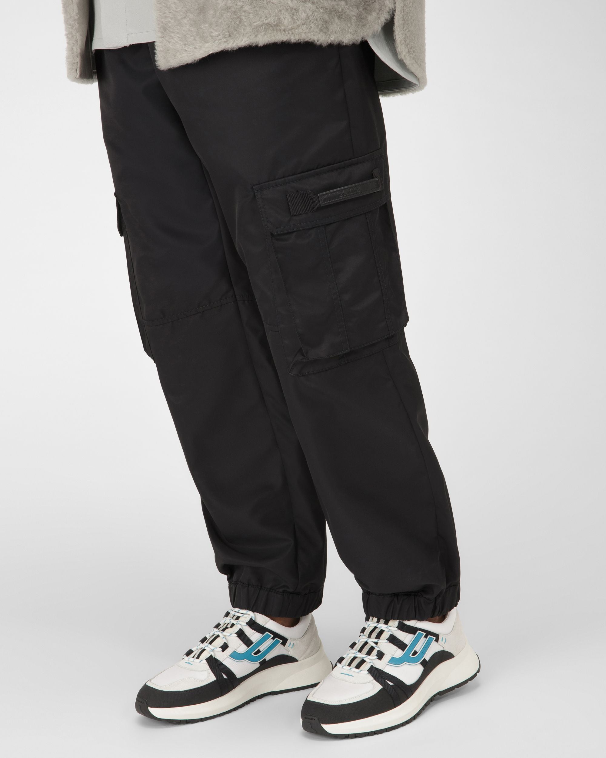 Damon Fabric And Leather Sneakers In Black And White - Men's - Bally - 03