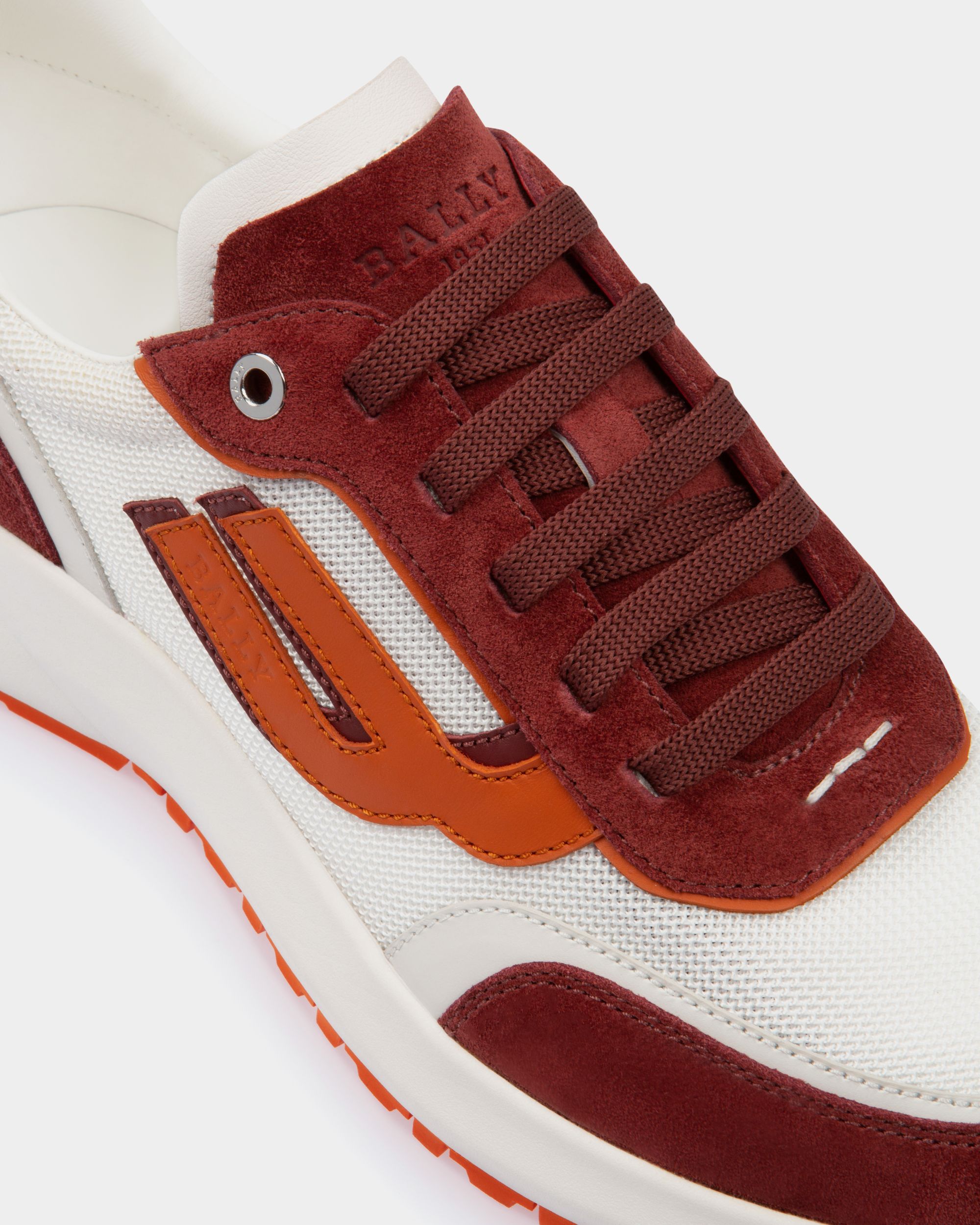 Demmy Mesh & Leather Sneakers In Heritage Red & White - Men's - Bally - 03