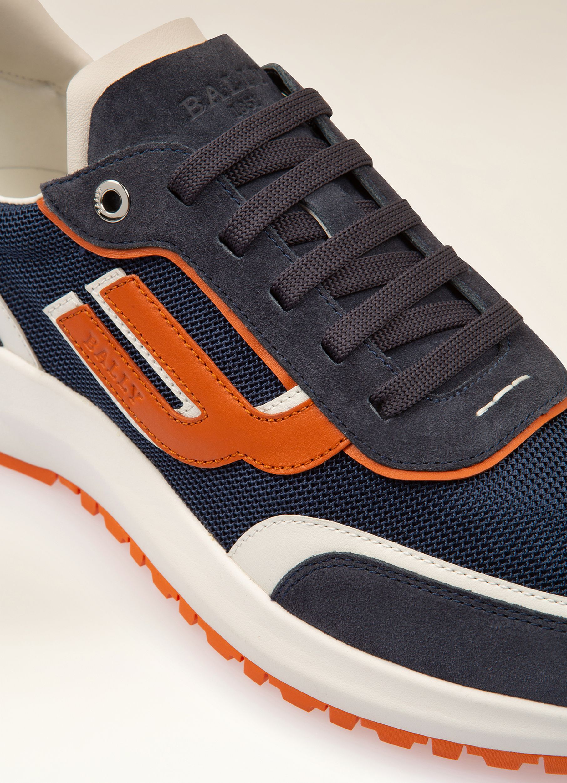 Demmy Mesh & Leather Sneakers In Navy & White - Men's - Bally - 02