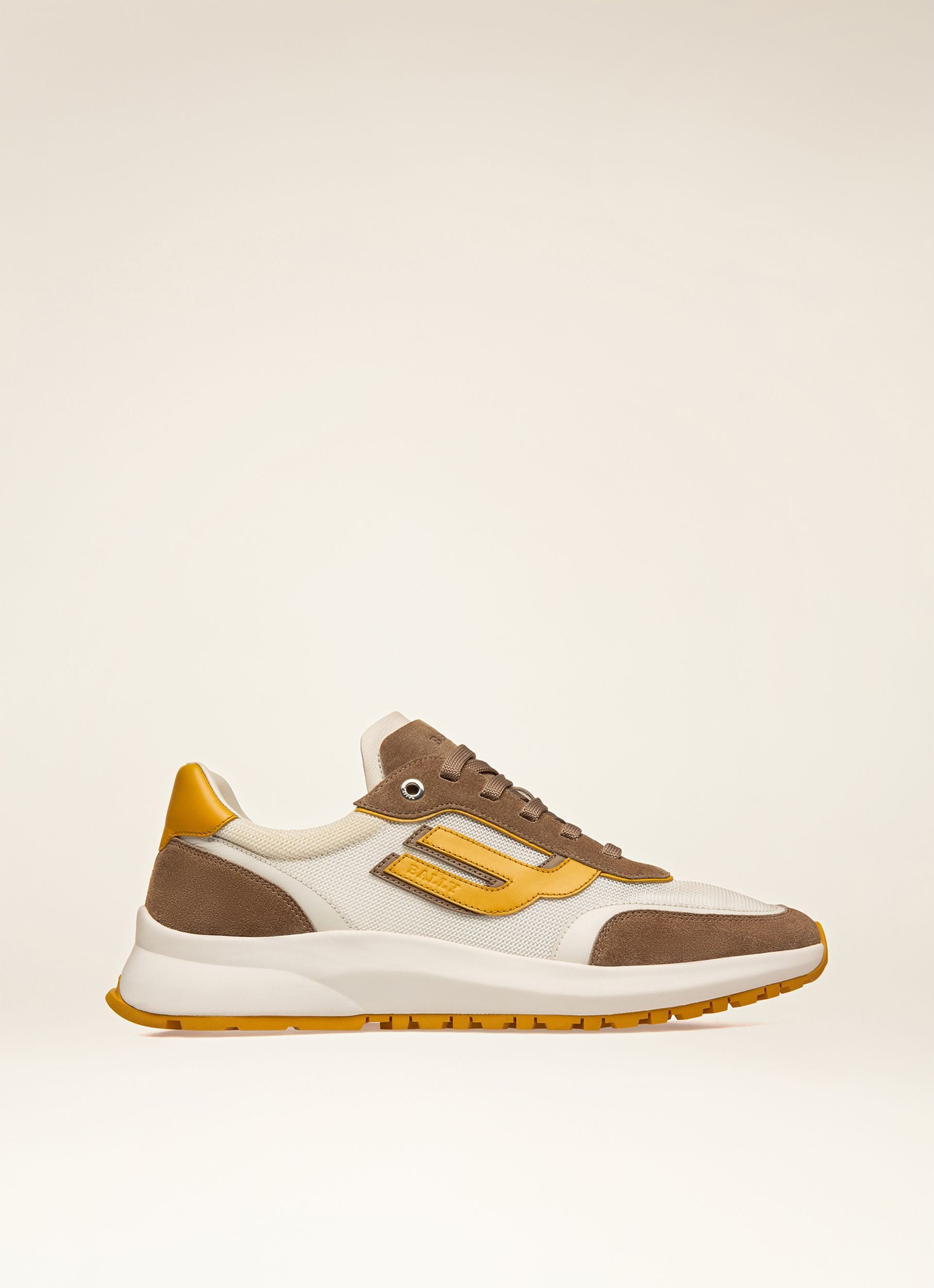 Demmy Mesh & Leather Sneakers In Taupe & White - Men's - Bally - 01