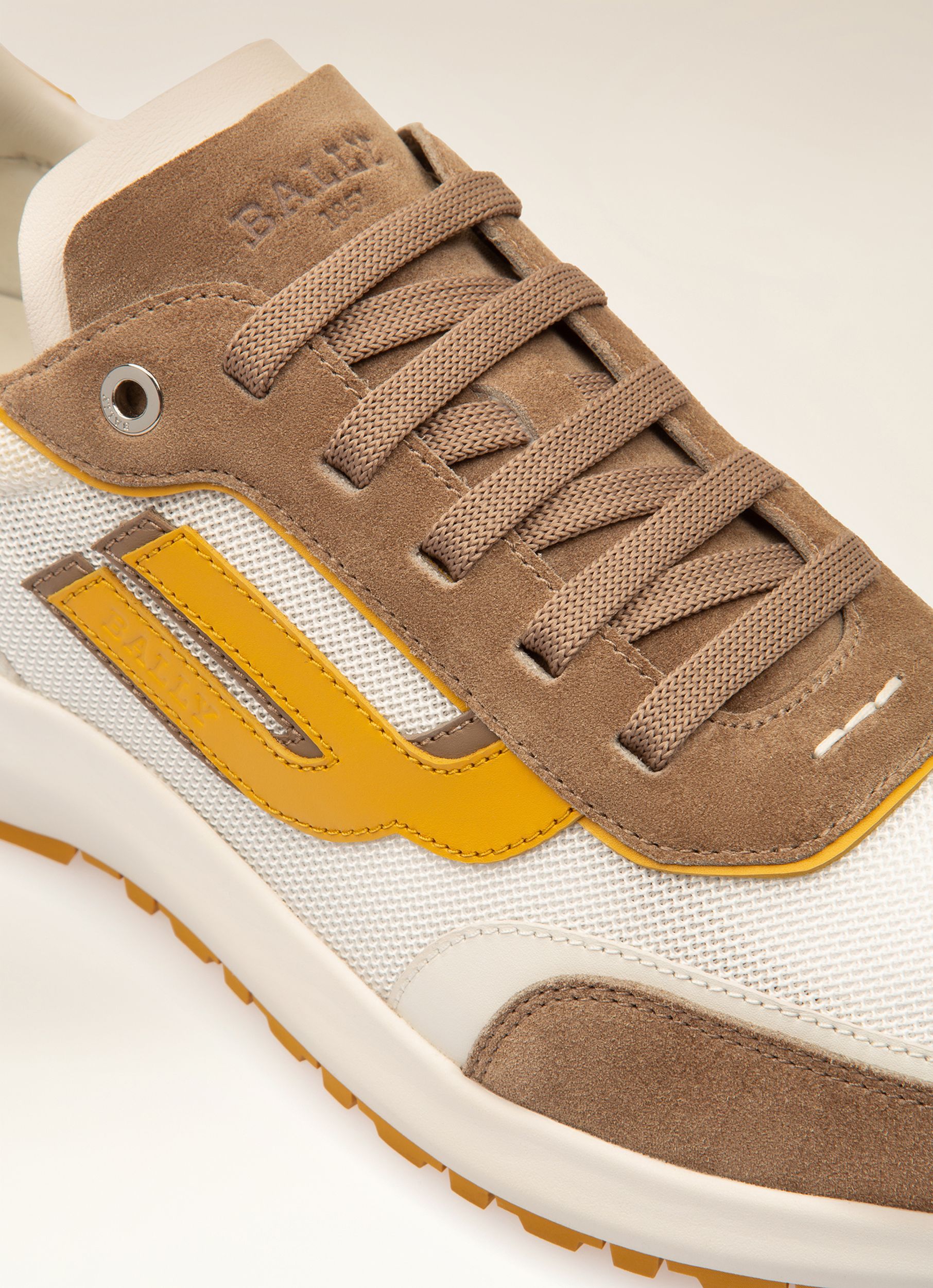 Demmy Mesh & Leather Sneakers In Taupe & White - Men's - Bally - 02