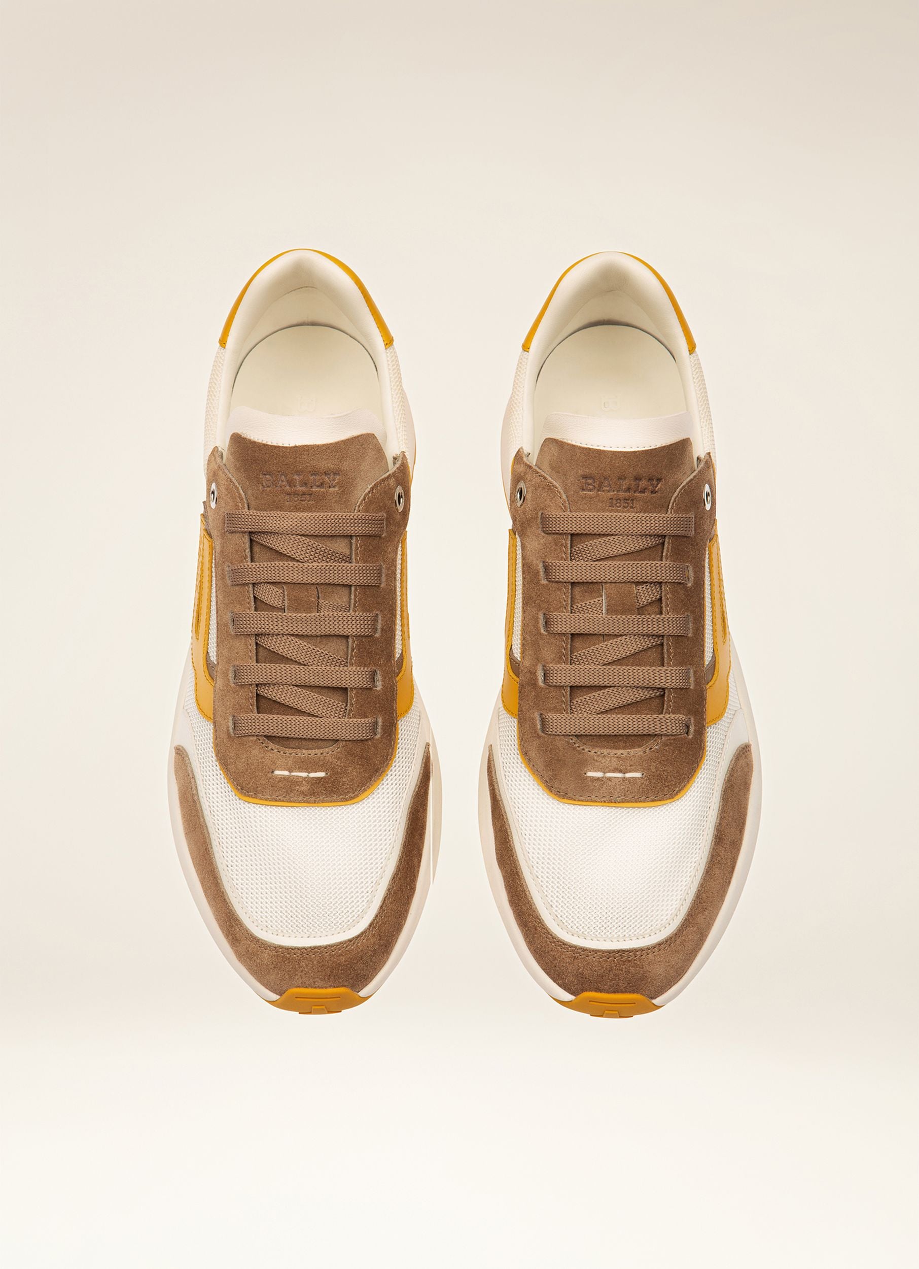 Demmy Mesh & Leather Sneakers In Taupe & White - Men's - Bally - 04