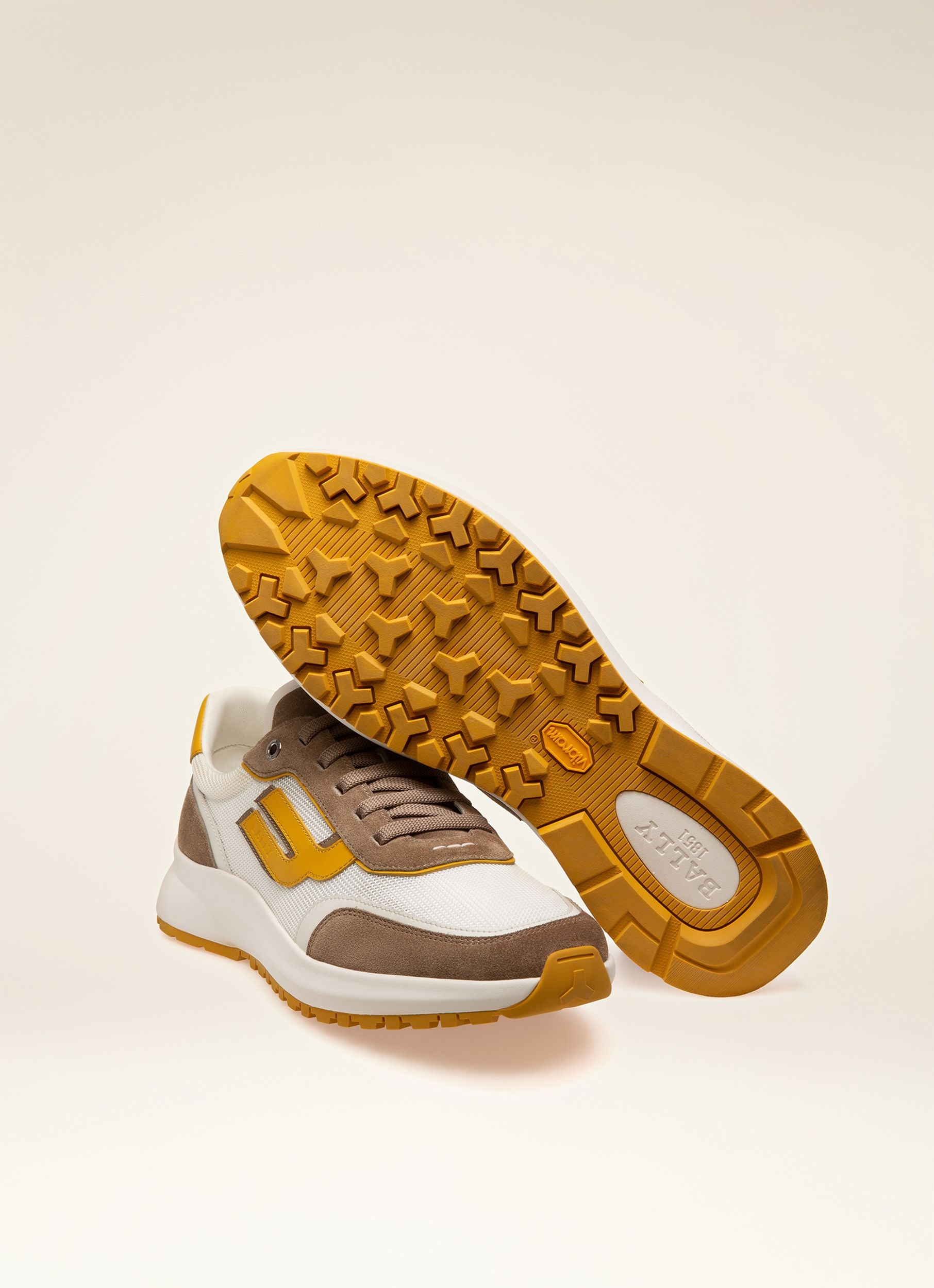 Demmy Mesh & Leather Sneakers In Taupe & White - Men's - Bally - 07