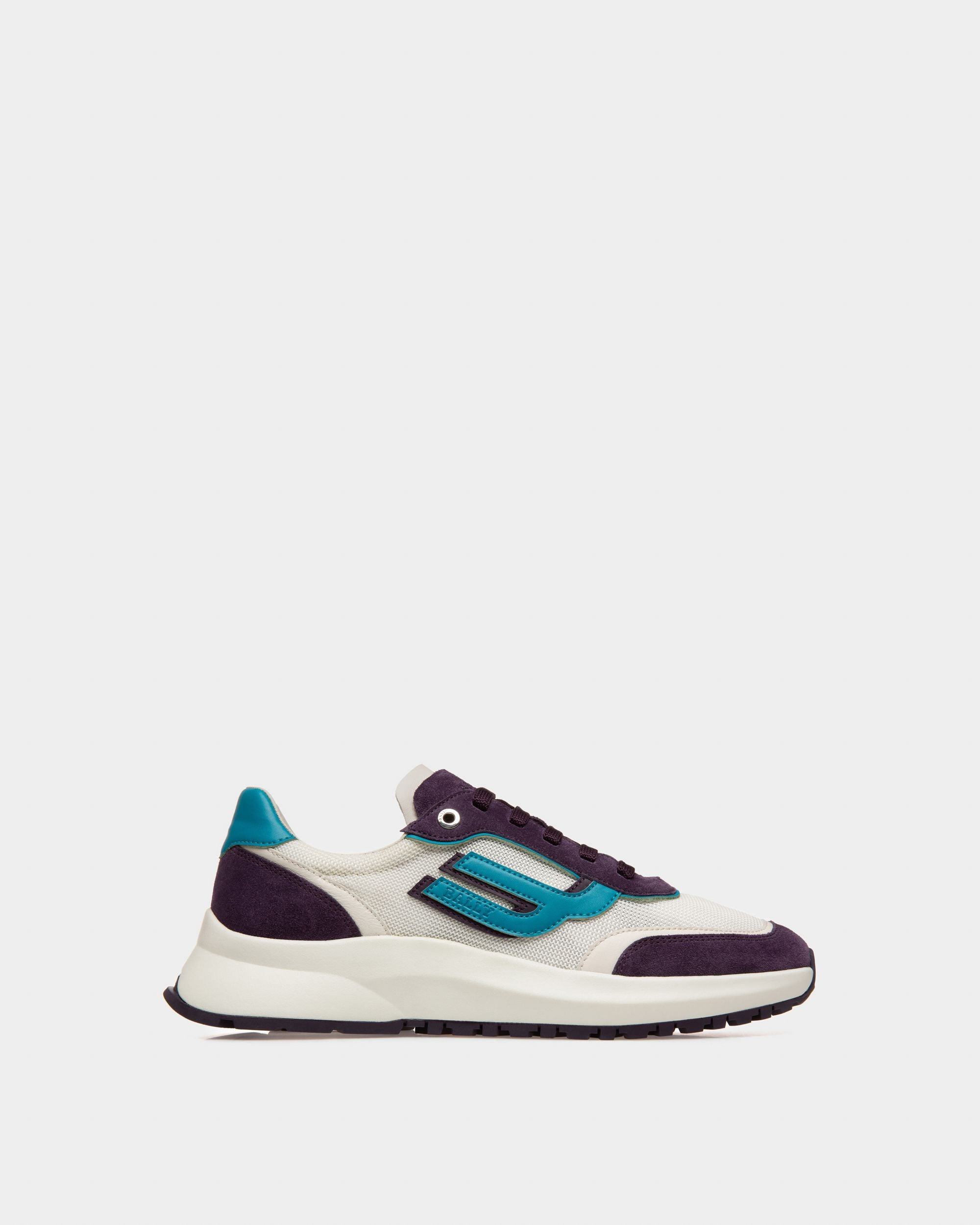 Demmy Mesh & Leather Sneakers In White & Purple - Men's - Bally - 01