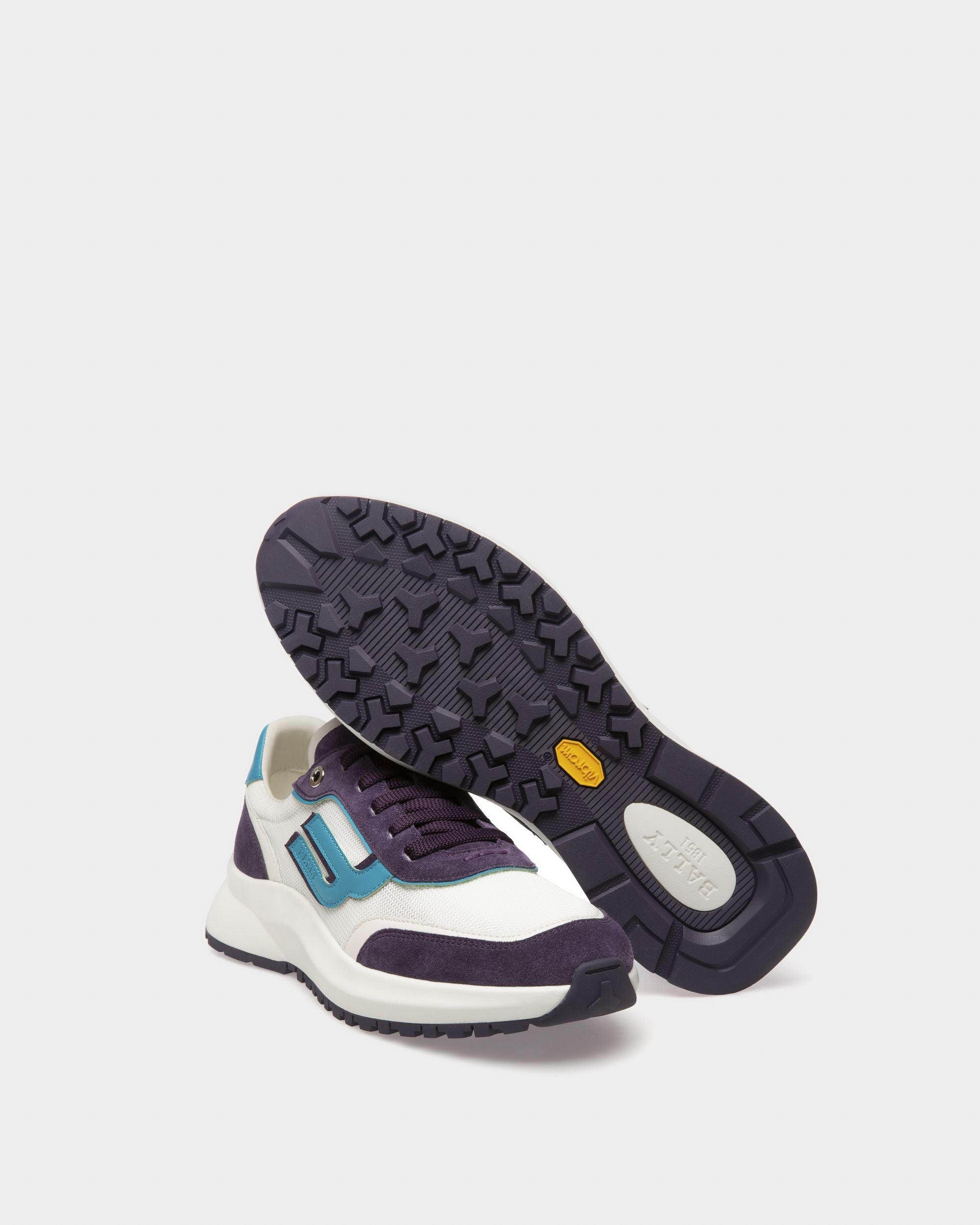 Demmy Mesh & Leather Sneakers In White & Purple - Men's - Bally - 06