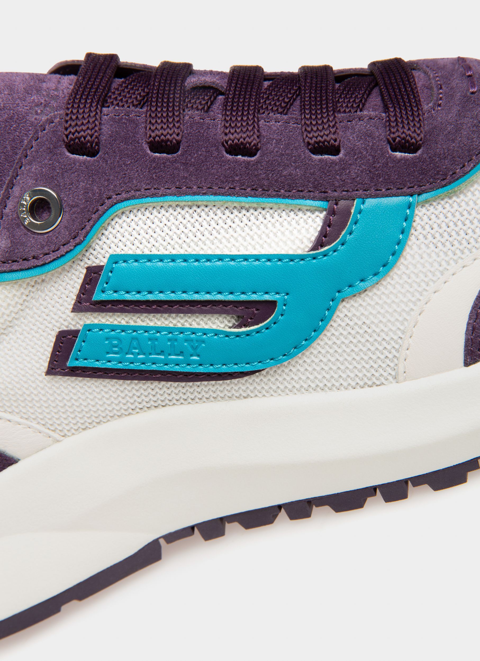 Demmy Mesh & Leather Sneakers In White & Purple - Men's - Bally - 07