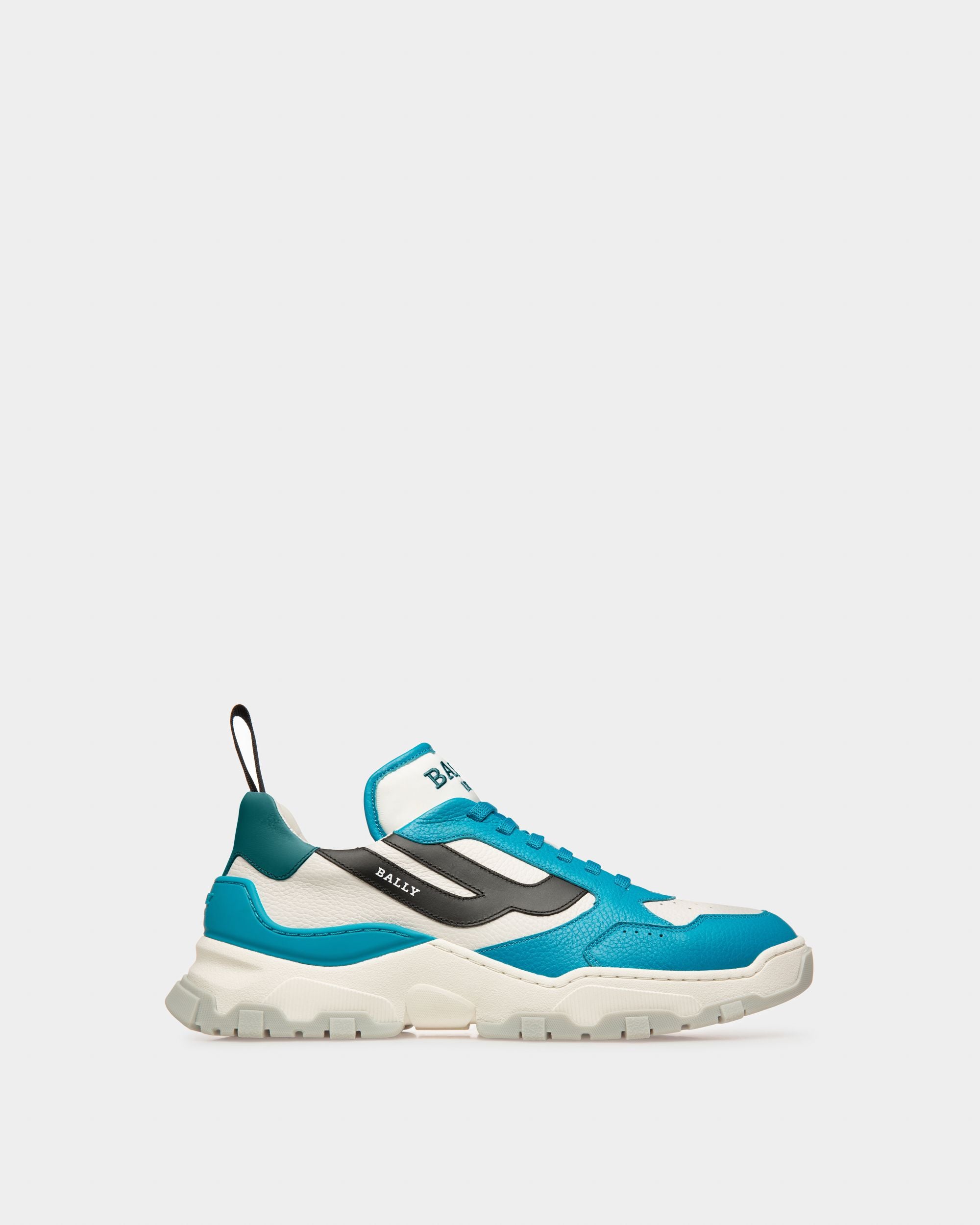 Holden Leather And Fabric Sneakers In Blue And White - Men's - Bally - 01