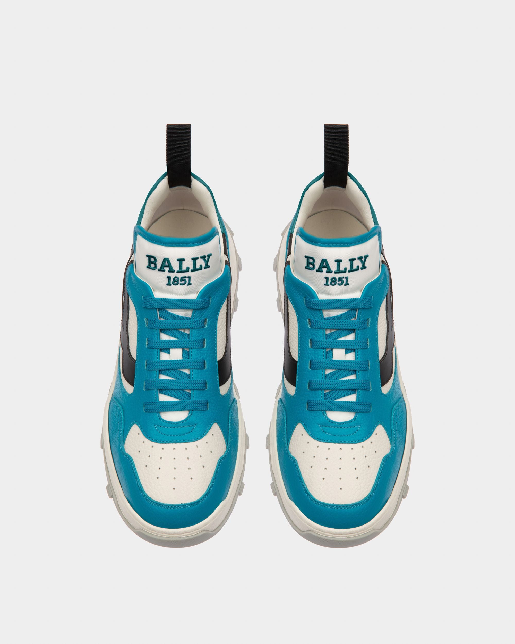 Holden Leather And Fabric Sneakers In Blue And White - Men's - Bally - 02