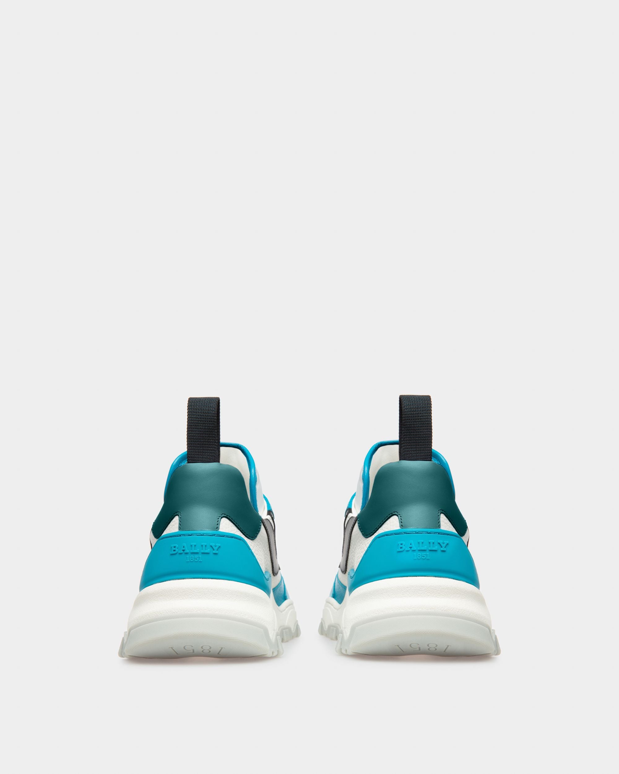 Holden Leather And Fabric Sneakers In Blue And White - Men's - Bally - 04
