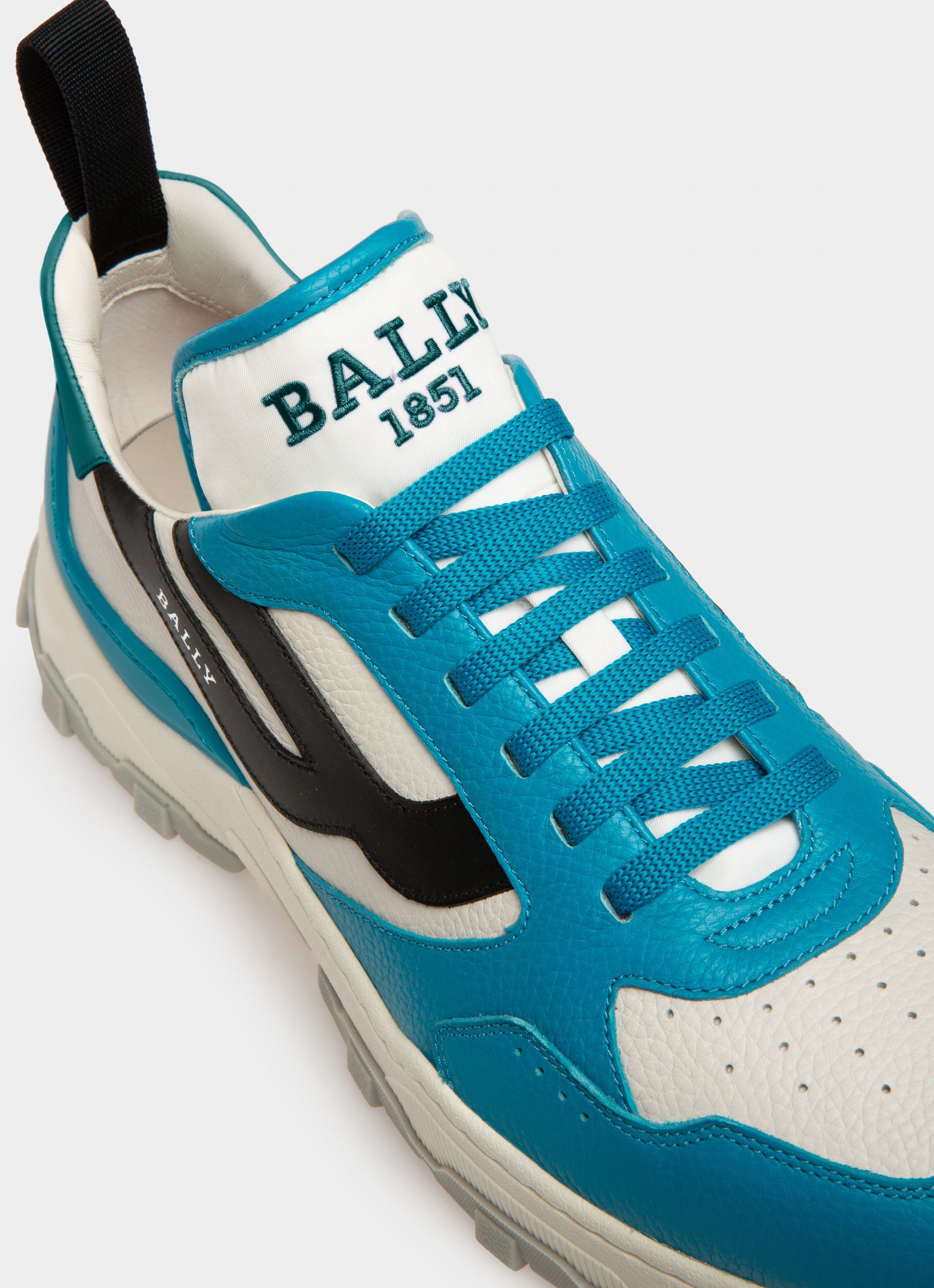 Holden Leather And Fabric Sneakers In Blue And White - Men's - Bally - 06