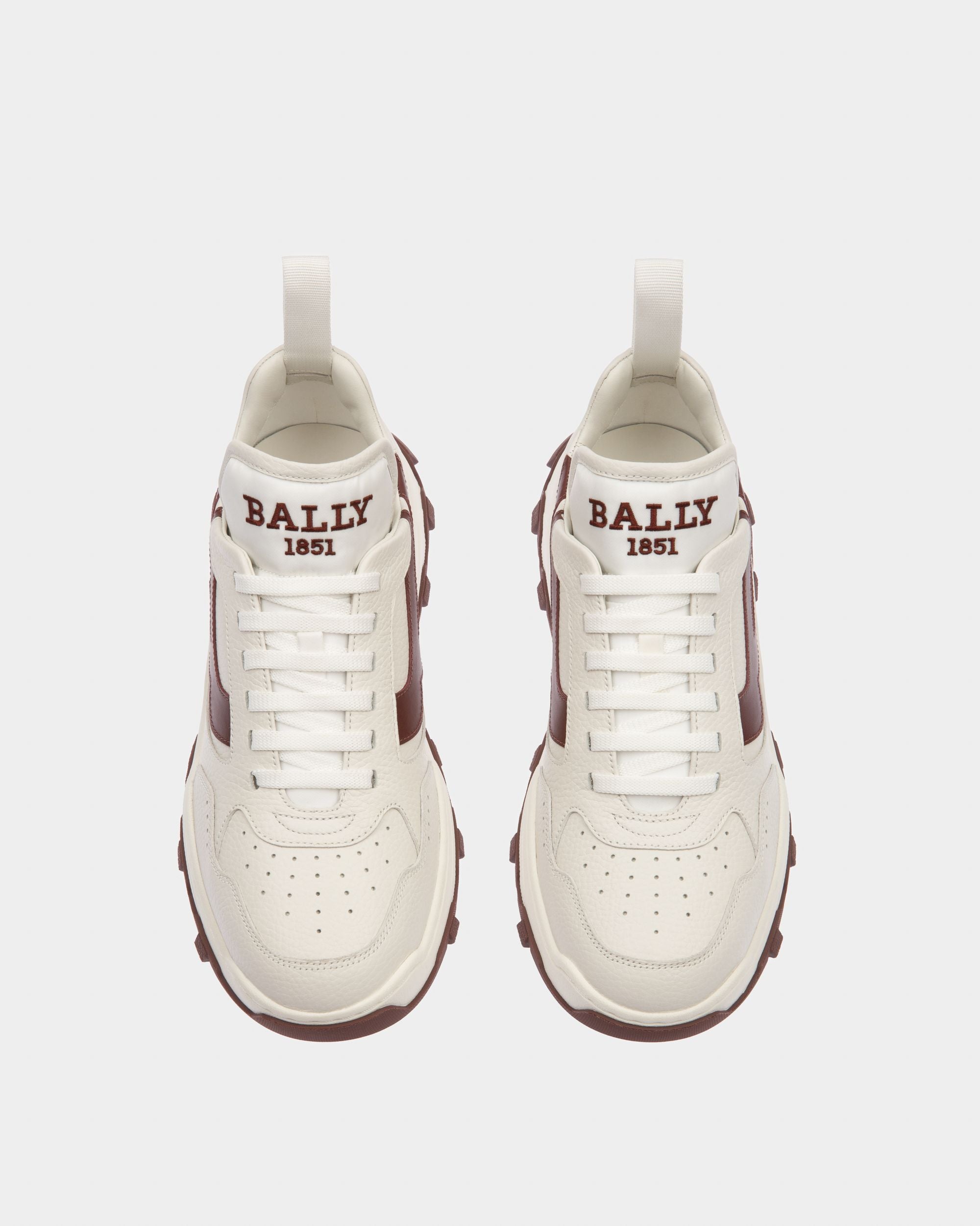 Holden Leather And Fabric Sneakers In White And Heritage Red - Men's - Bally - 02
