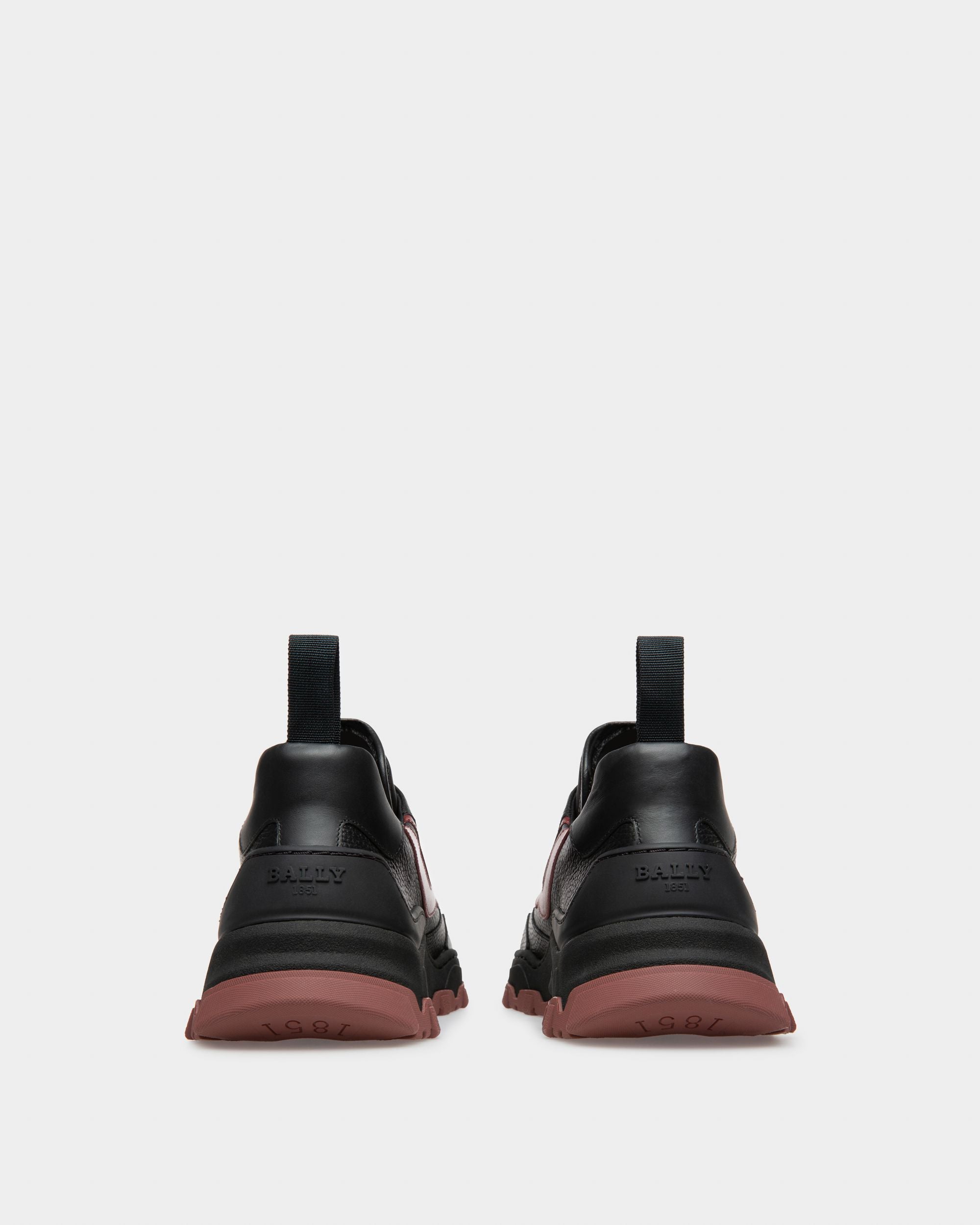 Holden Leather And Fabric Sneakers In Black And Heritage Red - Men's - Bally - 04