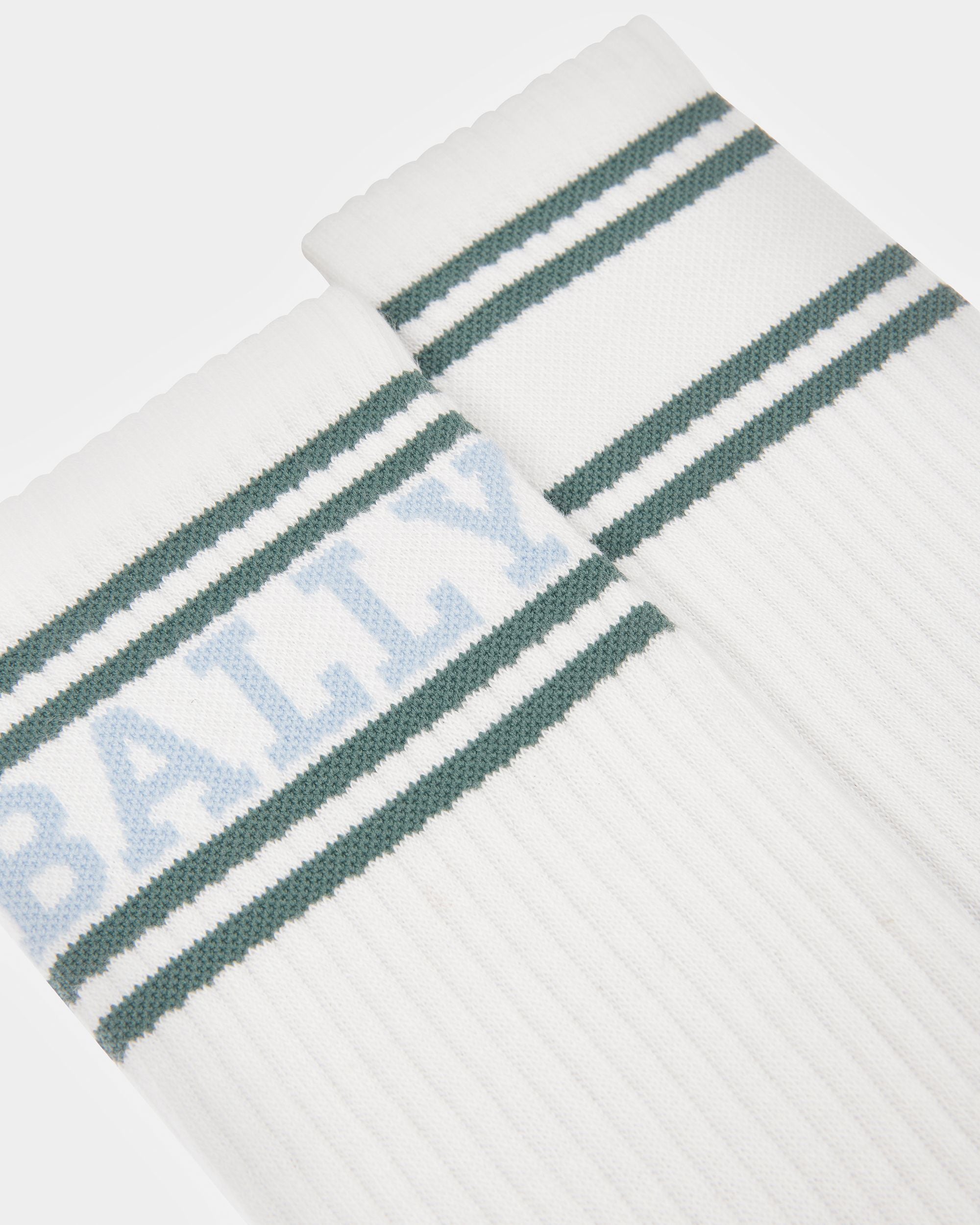 Cotton Sports Socks In Turqouise And Sage - Men's - Bally - 02