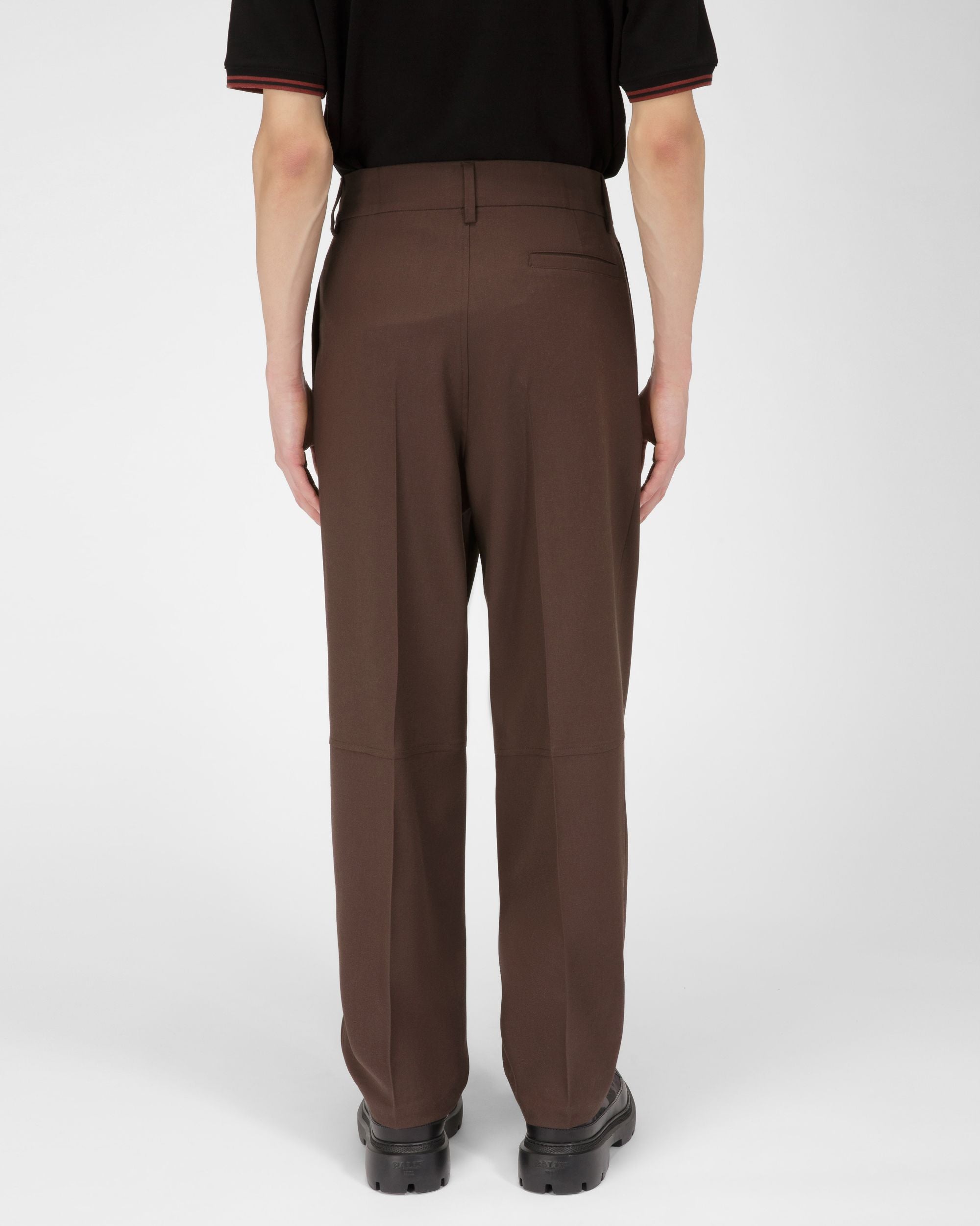 Wool Trousers In Ebony Brown - Men's - Bally - 03