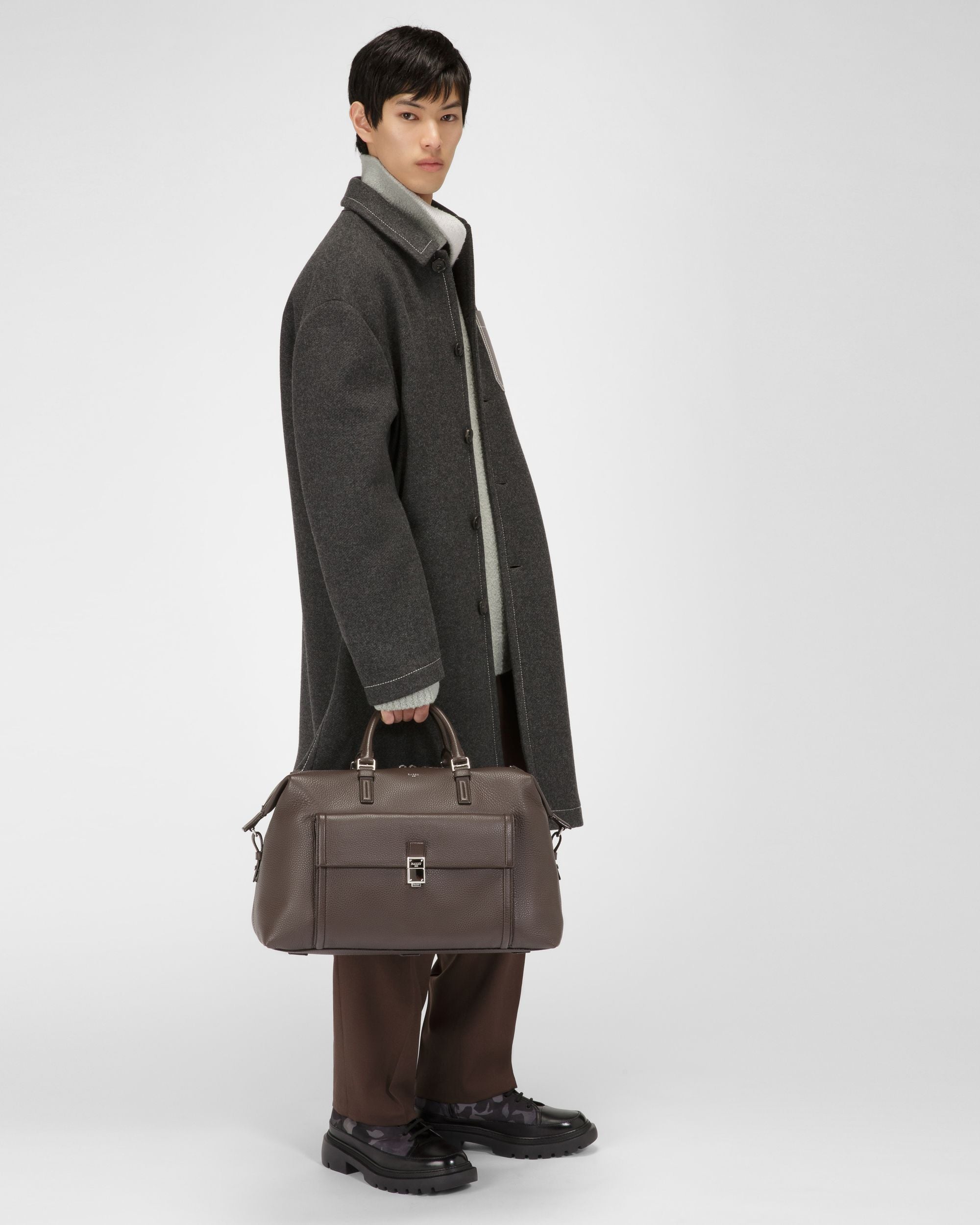 Wool Trousers In Ebony Brown - Men's - Bally - 05