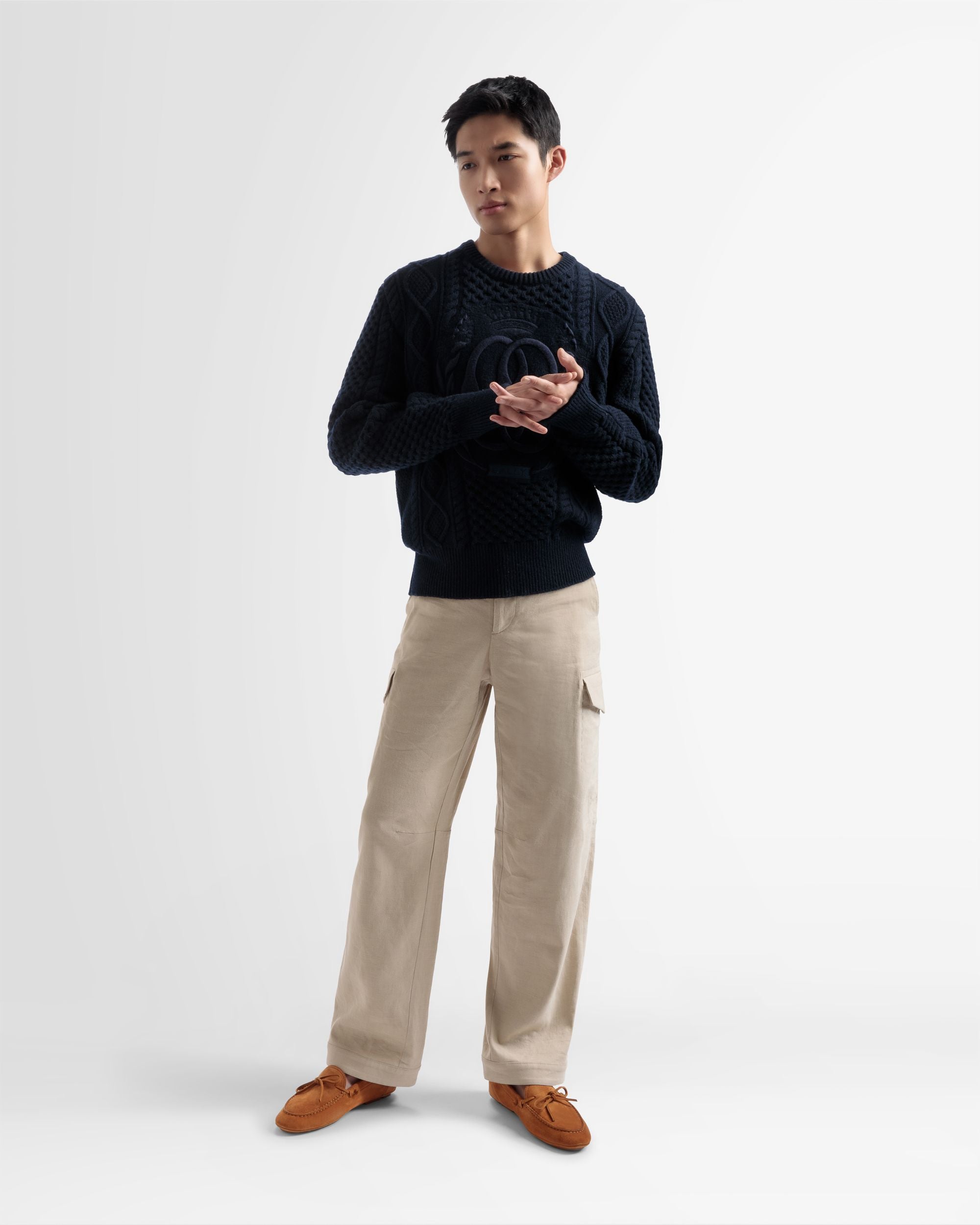 Linen Straight Pants In Beige - Men's - Bally - 01