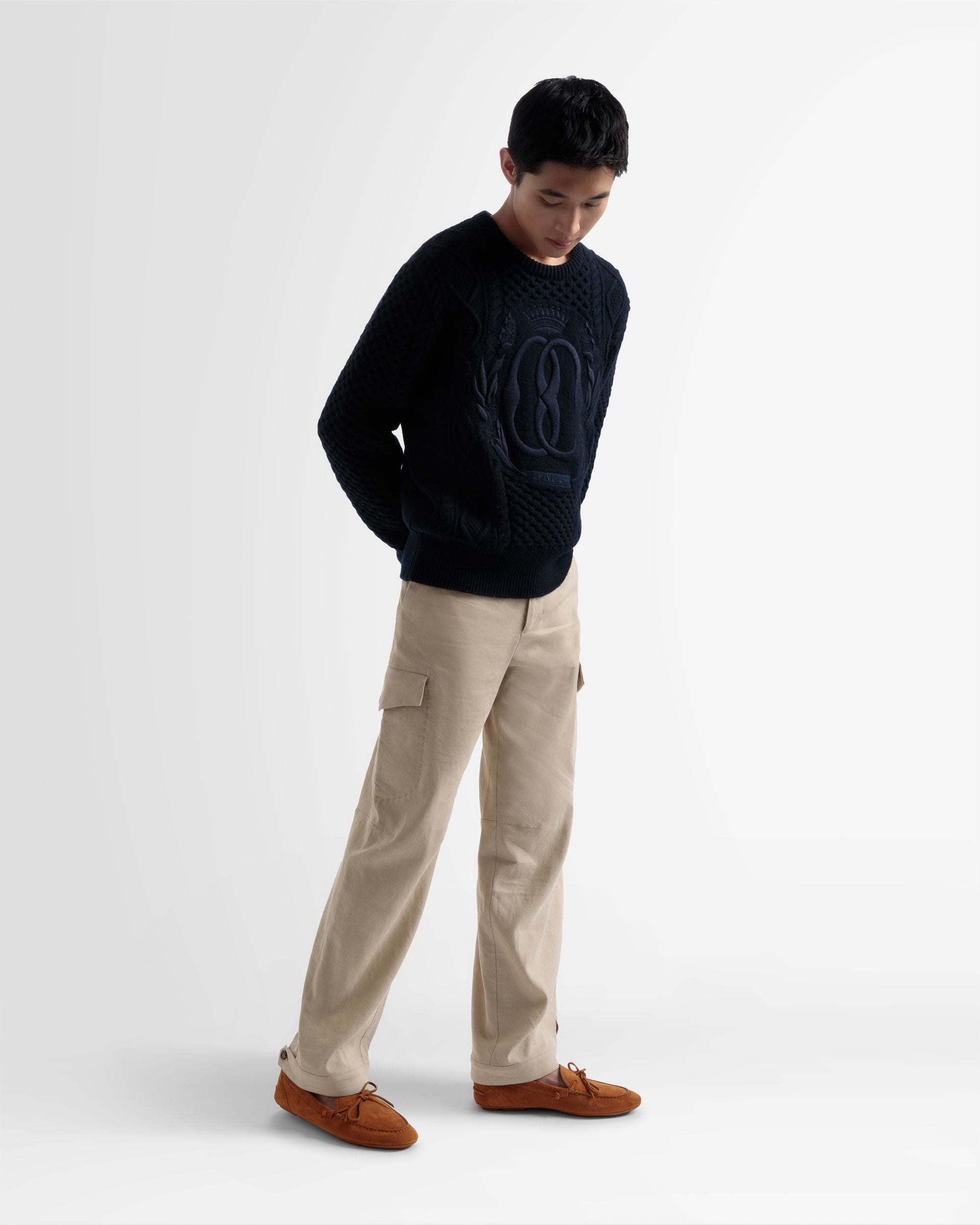 Linen Straight Pants In Beige - Men's - Bally - 04
