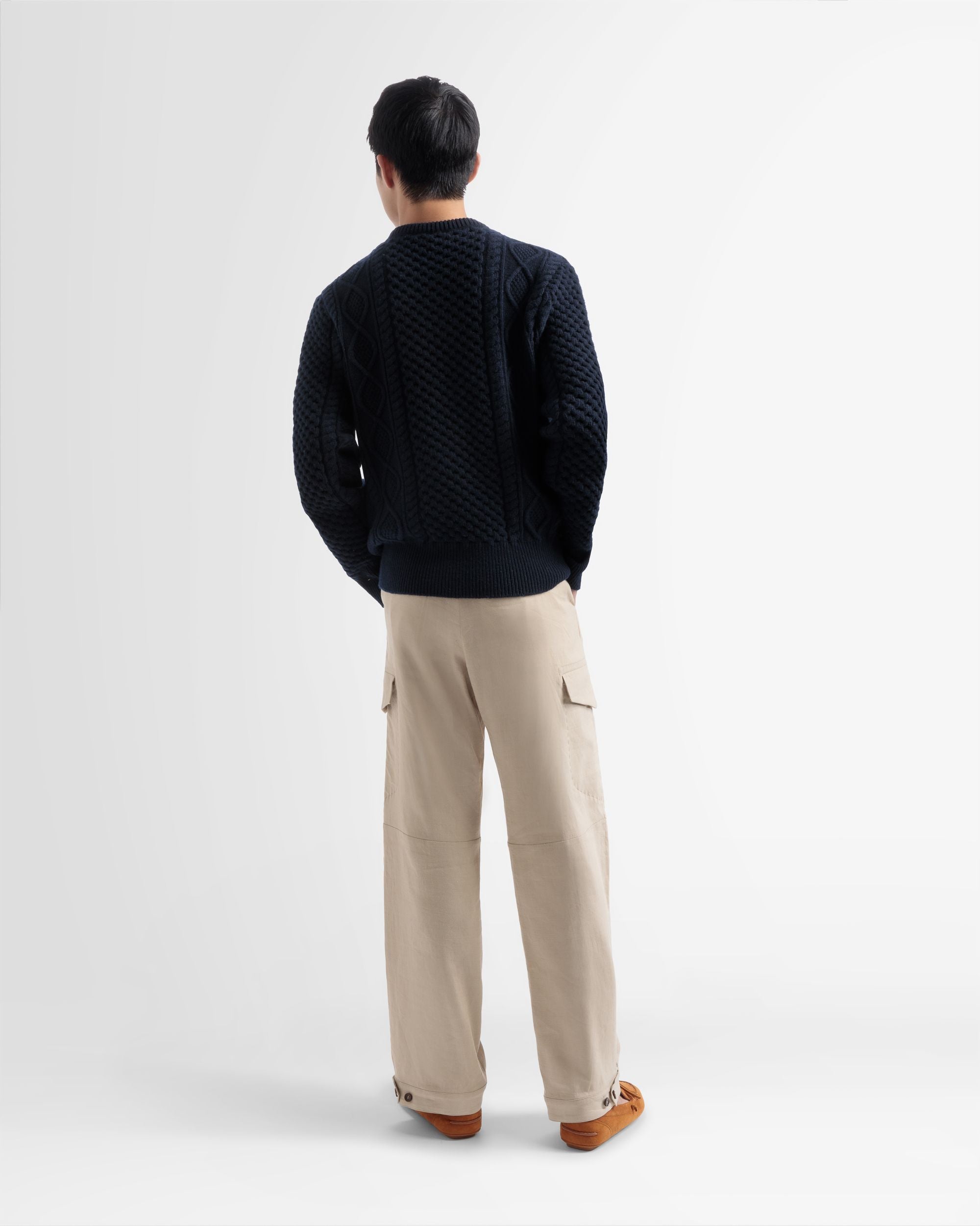 Linen Straight Pants In Beige - Men's - Bally - 05