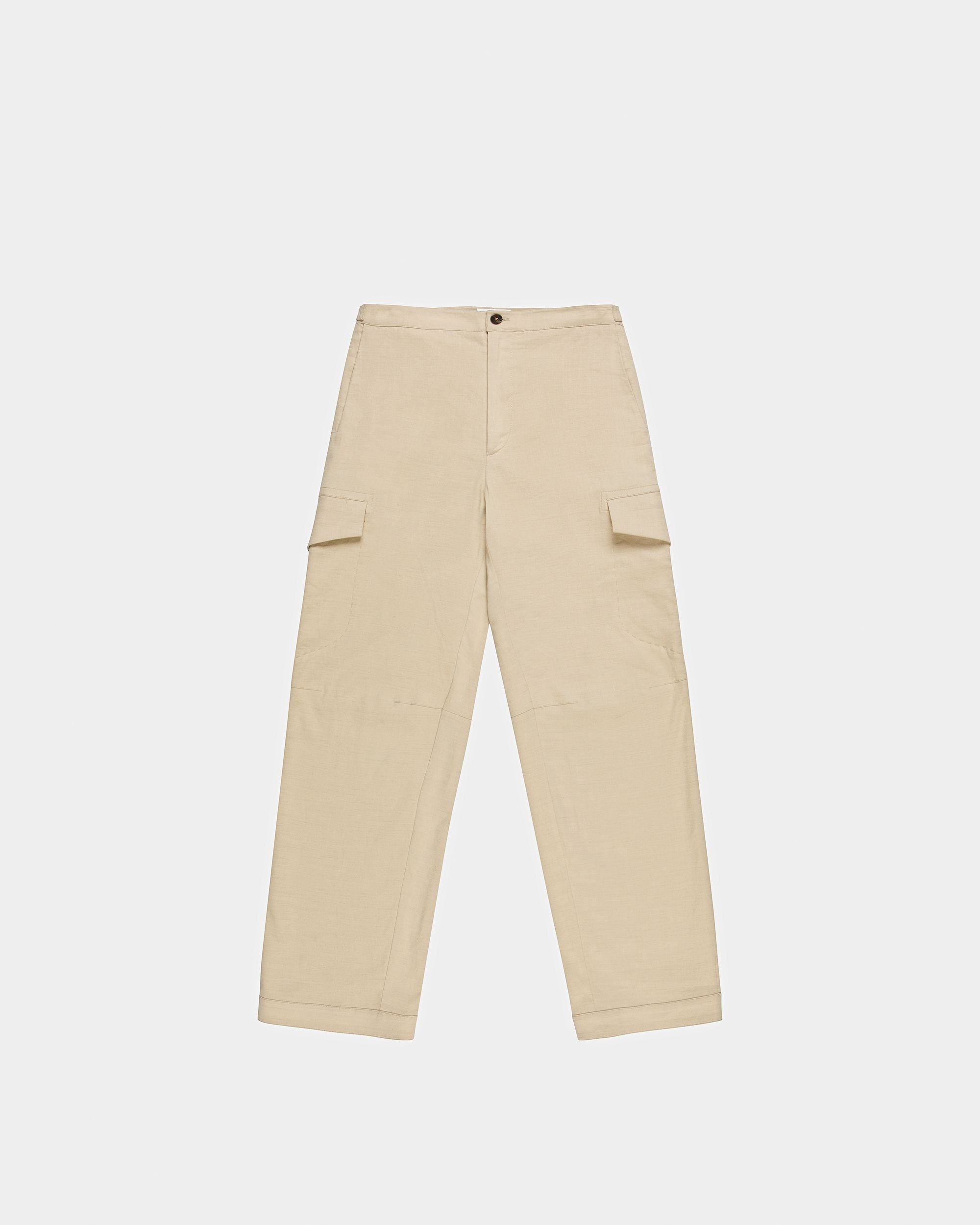 Linen Straight Pants In Beige - Men's - Bally - 06