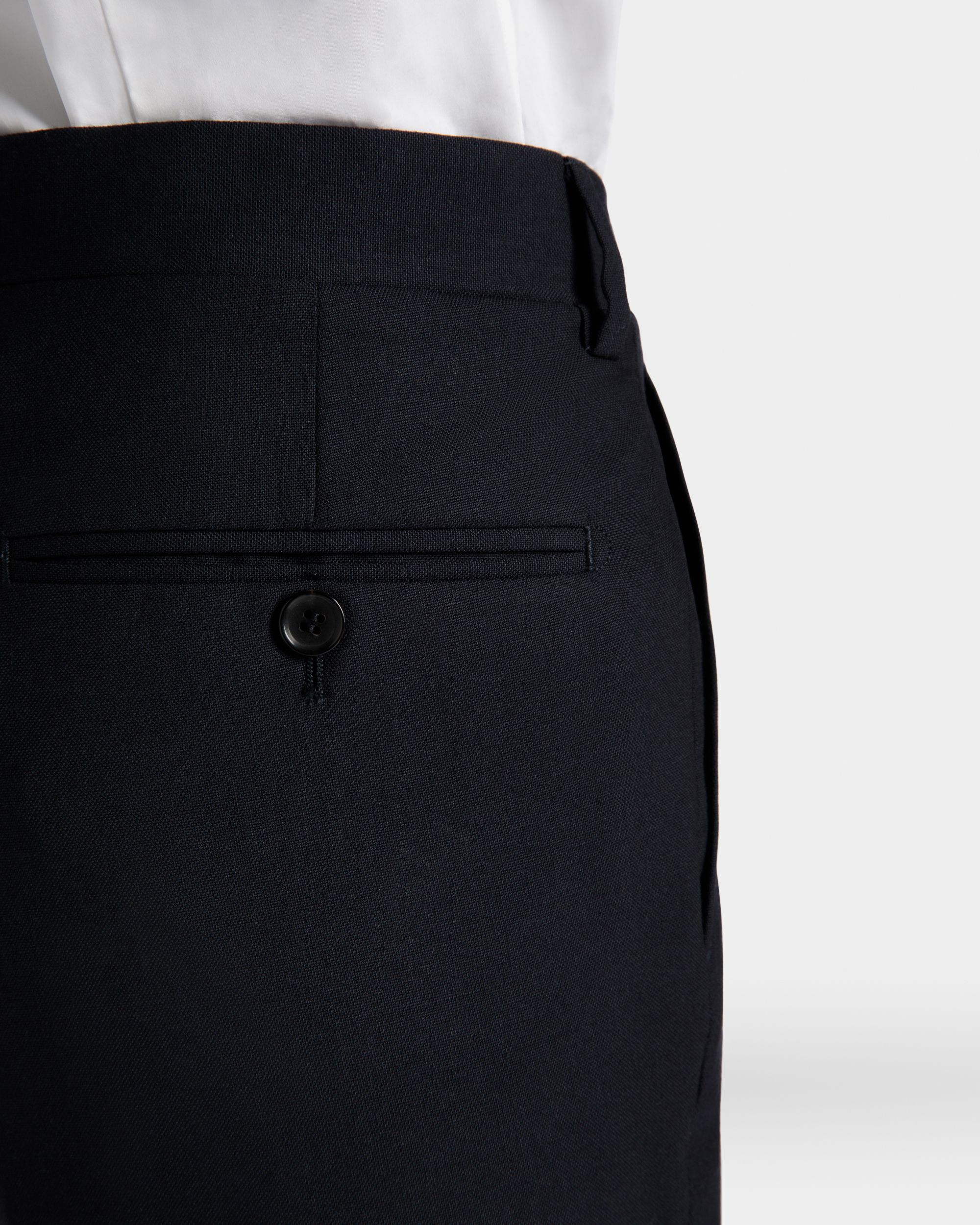 Adrien Brody Travel Collection Pleated Pants In Navy Blue Wool - Men's - Bally - 04