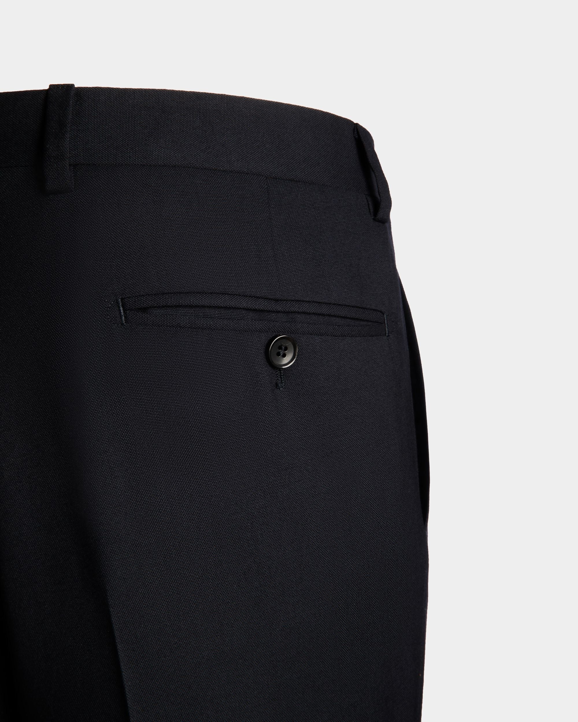 Adrien Brody Travel Collection Pleated Pants In Navy Blue Wool - Men's - Bally - 06