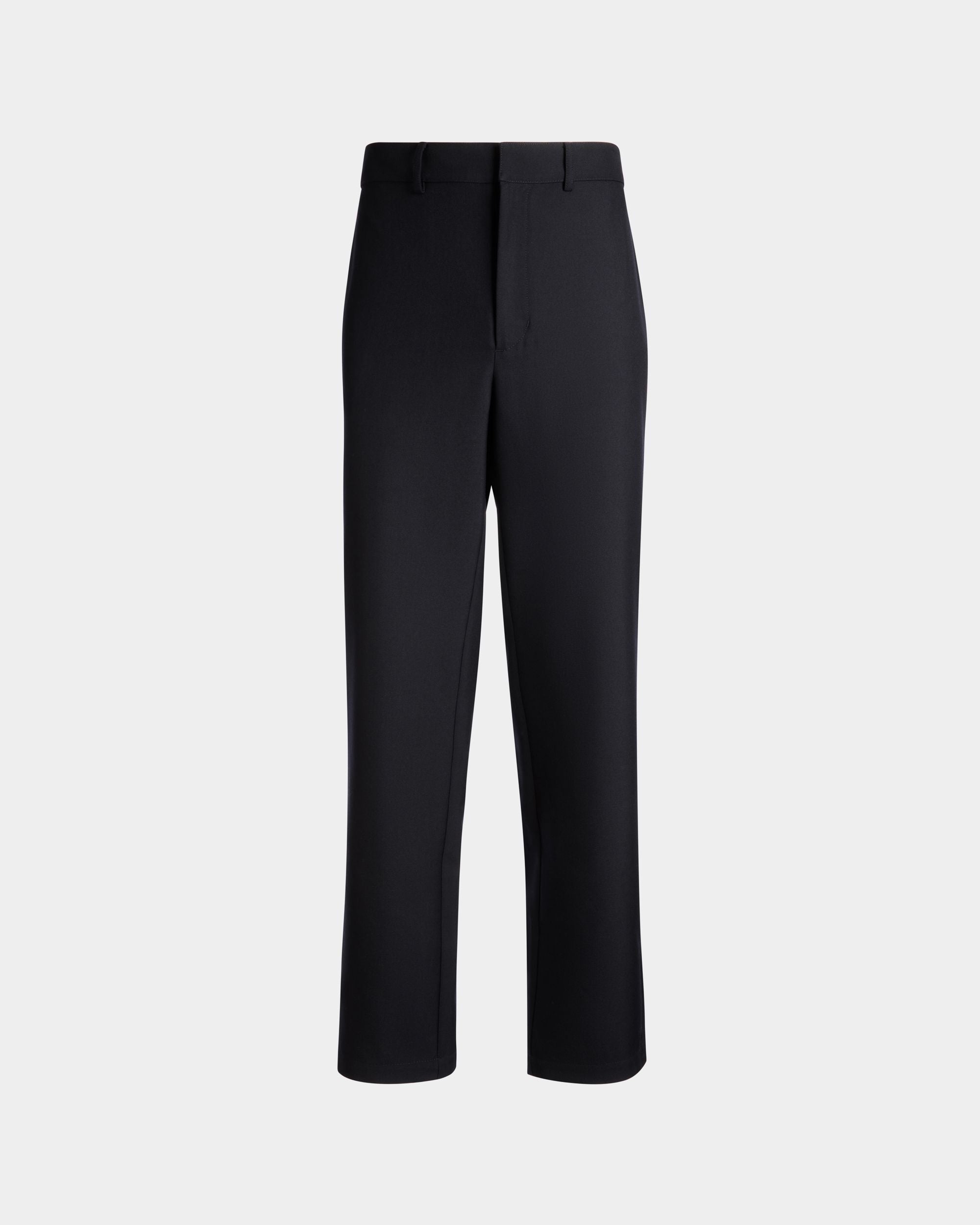 Adrien Brody Travel Collection Chino Pants In Navy Blue Wool Blend - Men's - Bally - 01