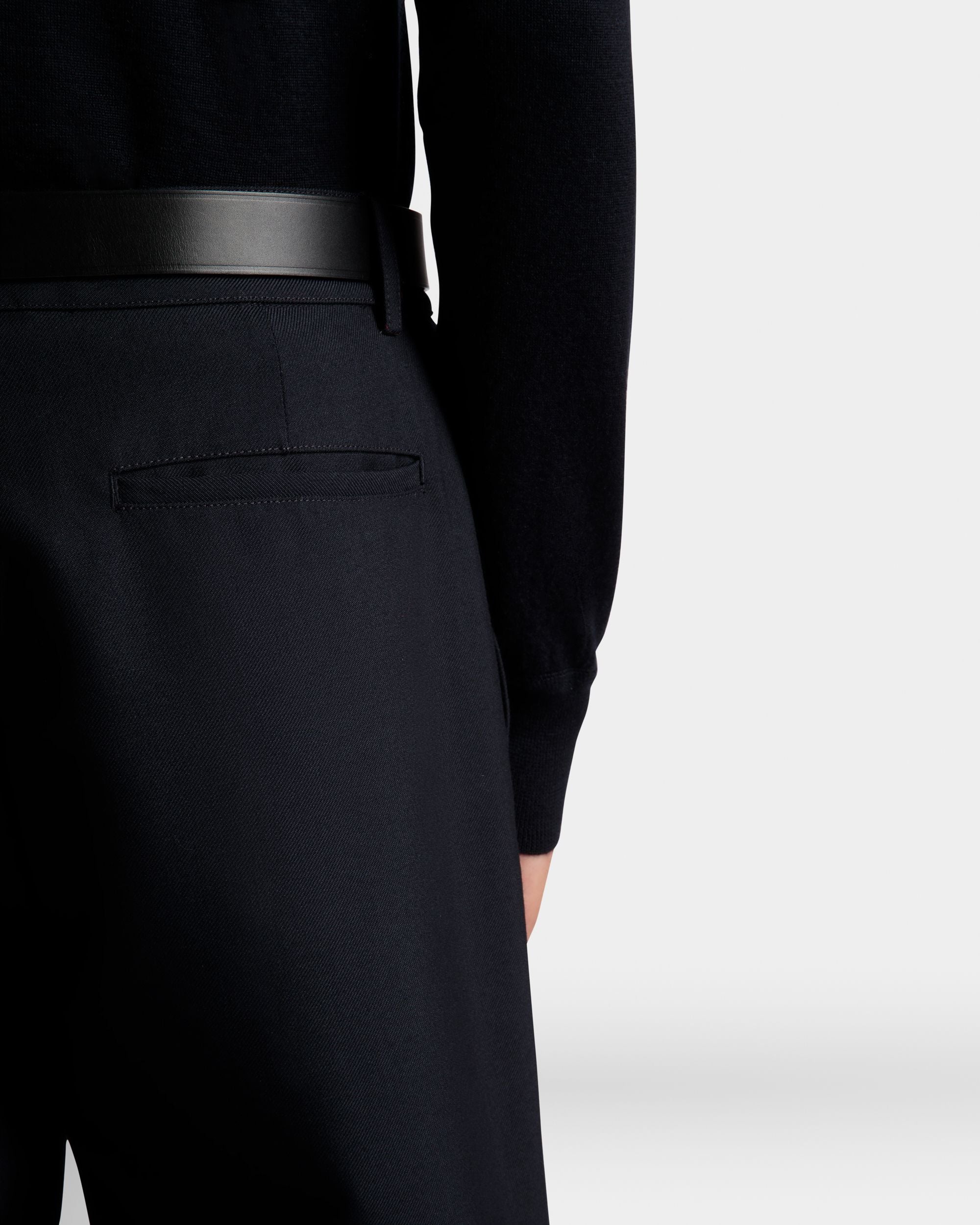 Adrien Brody Travel Collection Chino Pants In Navy Blue Wool Blend - Men's - Bally - 04