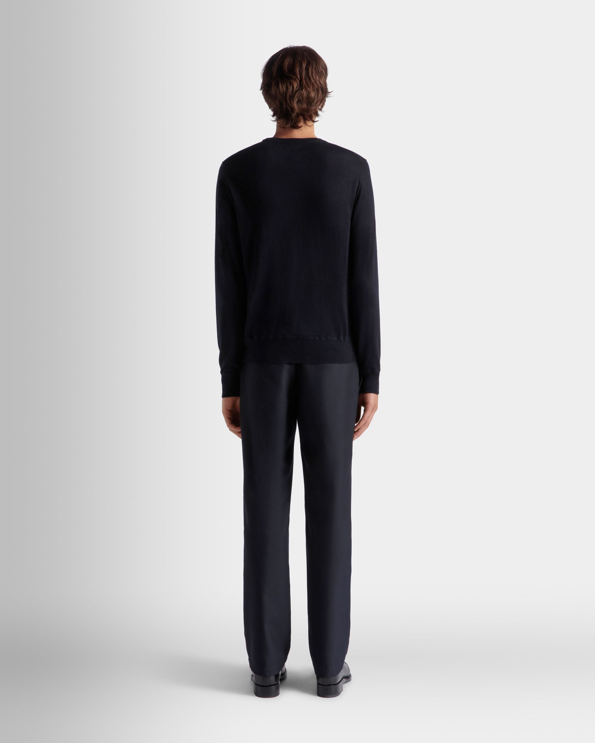 Adrien Brody Travel Collection Chino Pants In Navy Blue Wool Blend - Men's - Bally - 08