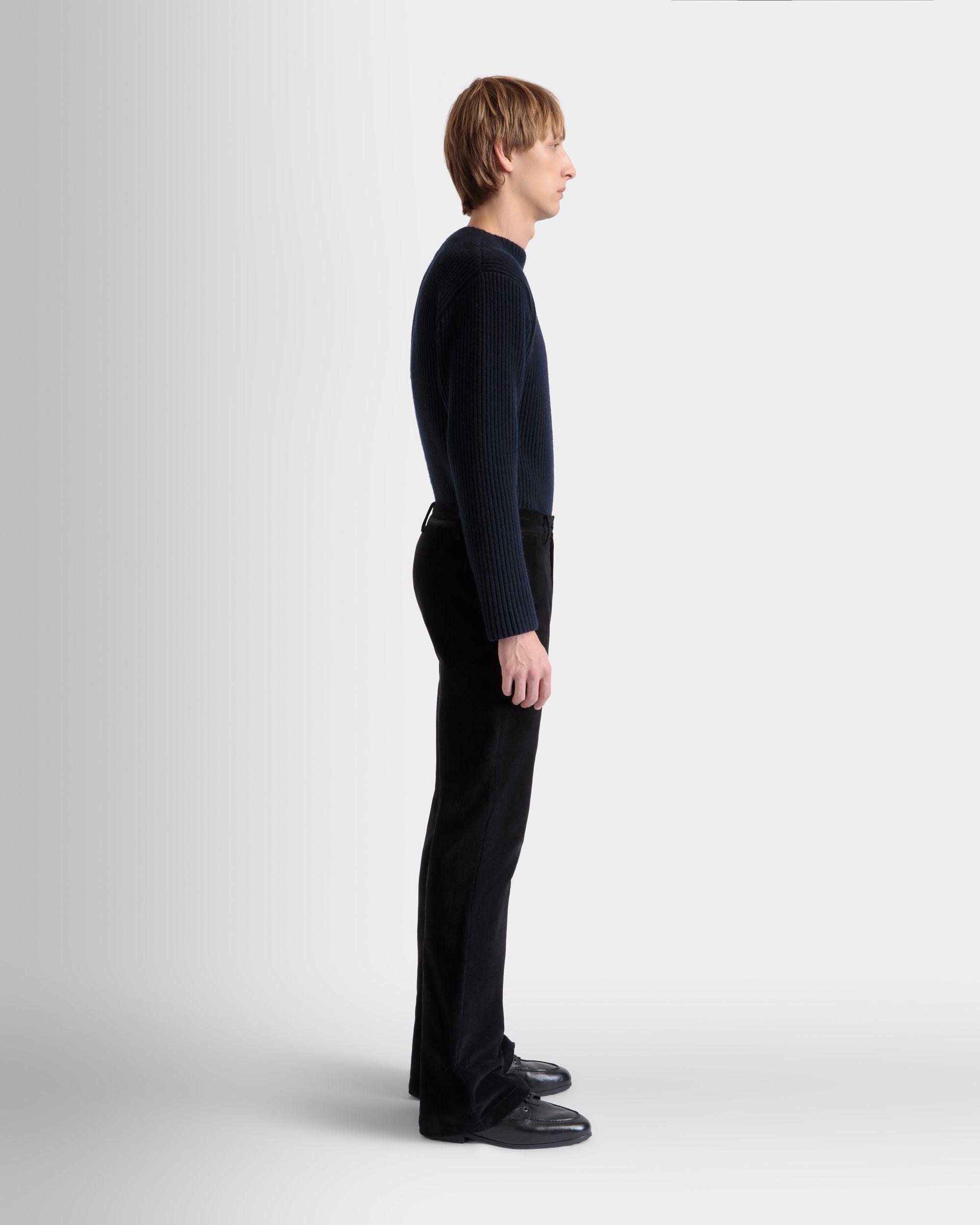 Flared Pants In Black Cotton Corduroy - Men's - Bally - 05
