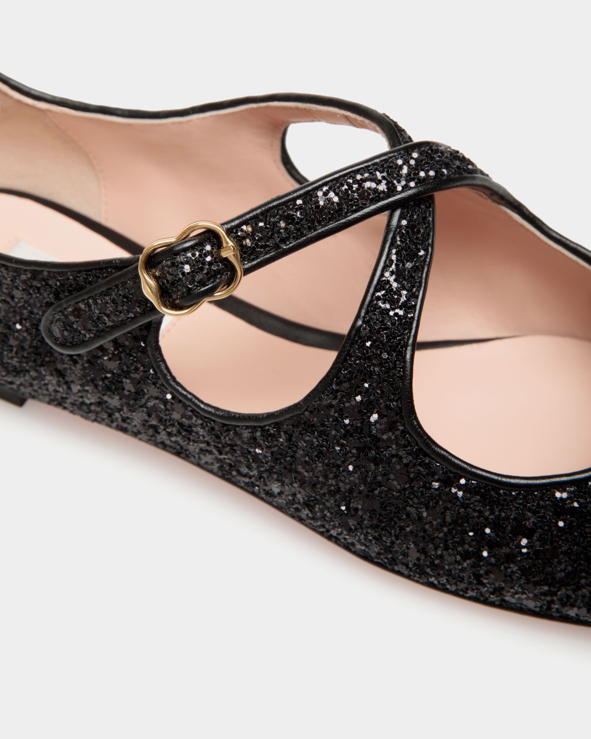 Women s Ballyrina Flat in Black Glitter Bally