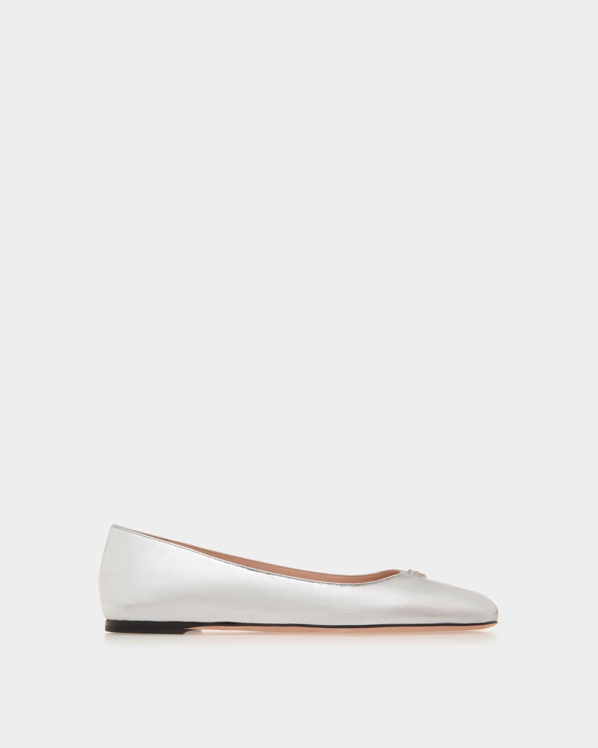 Ballyrina Flat in Silver Metallic Leather - Women's - Bally - 01