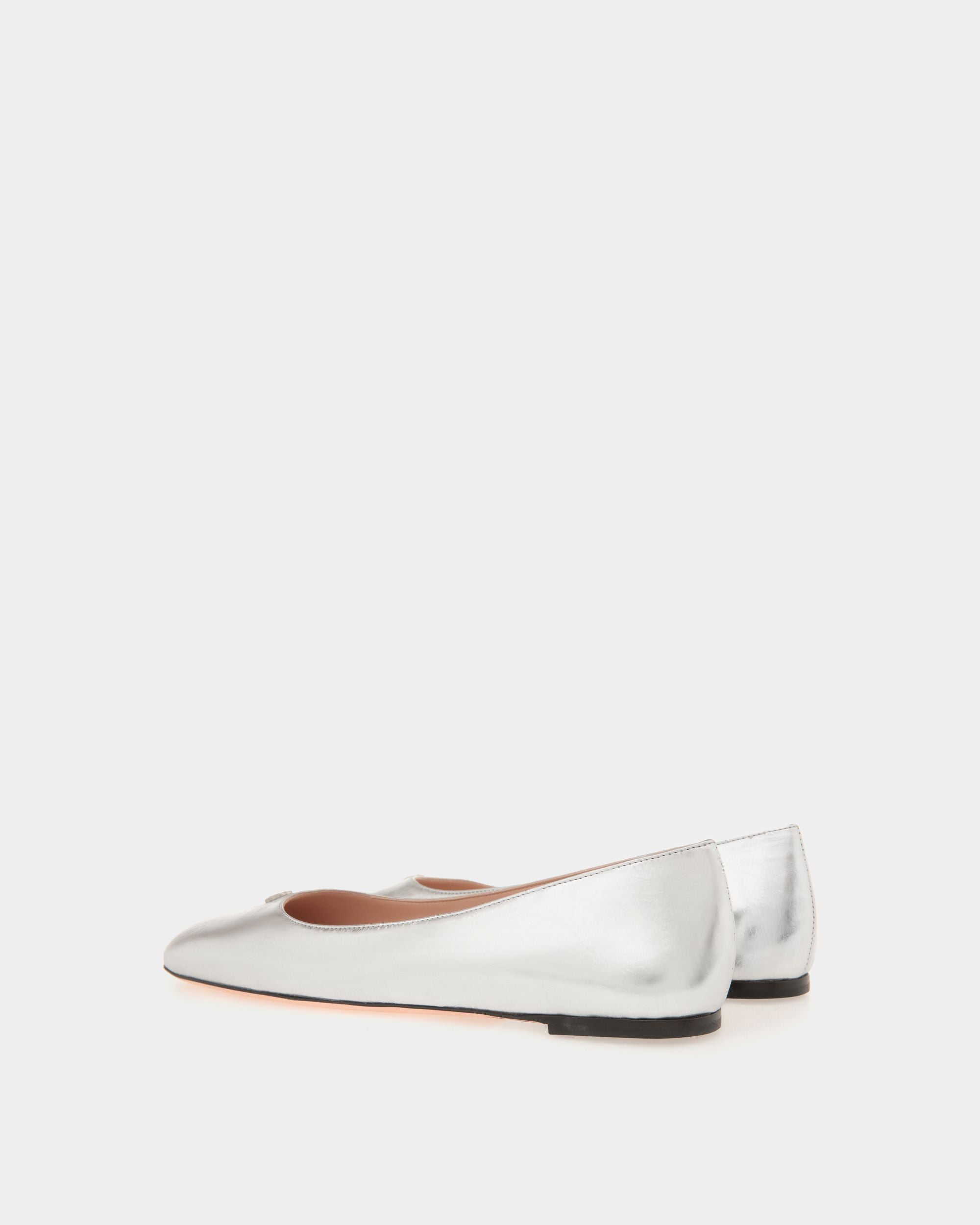 Ballyrina Flat in Silver Metallic Leather - Women's - Bally - 03
