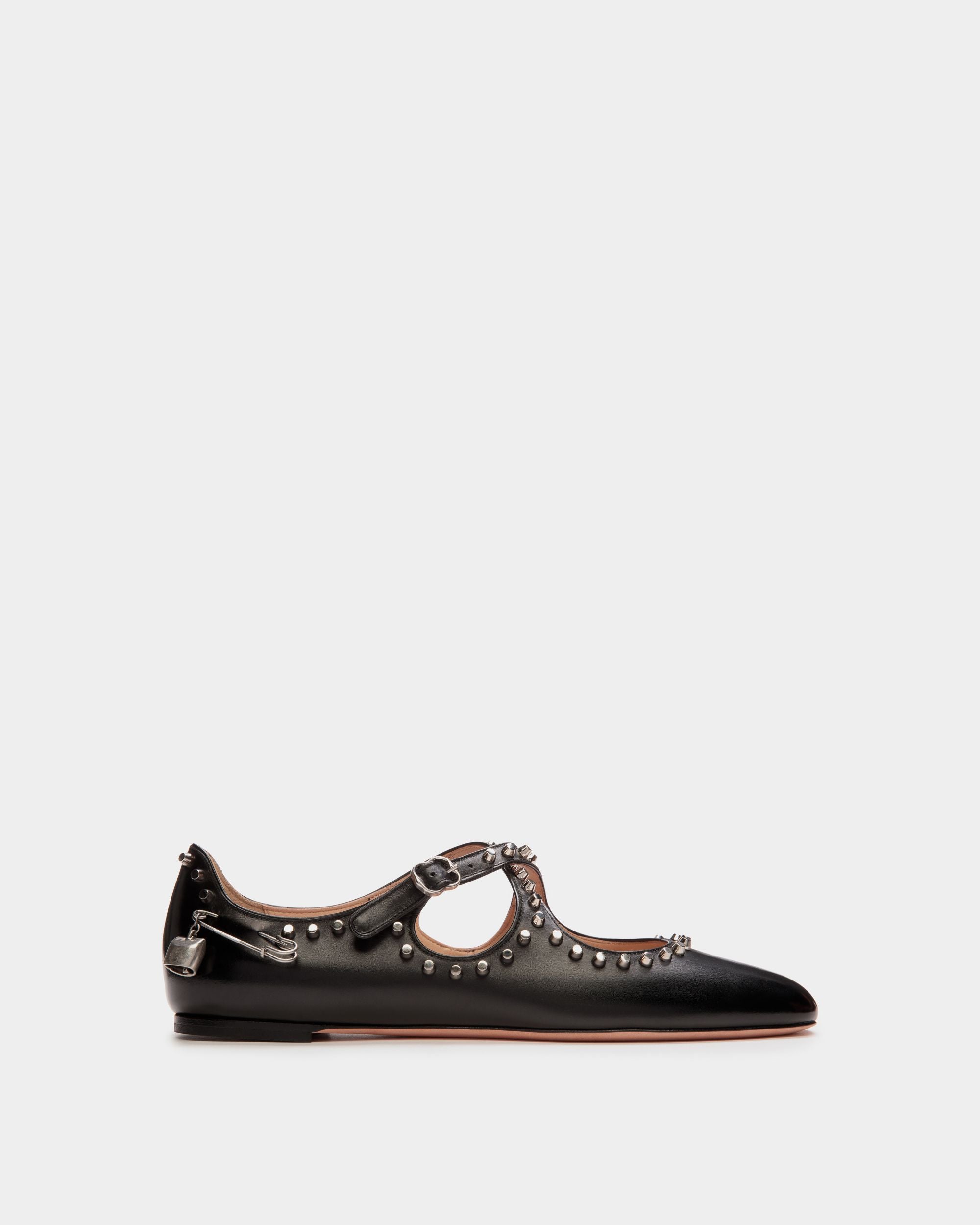 Ballyrina Flat in Black Leather - Women's - Bally - 01