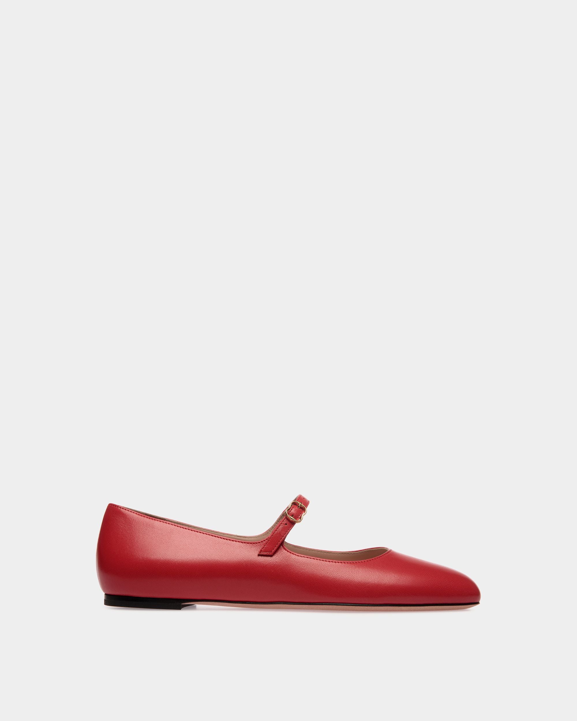 Ballyrina Flat In Candy Red Leather - Women's - Bally - 01