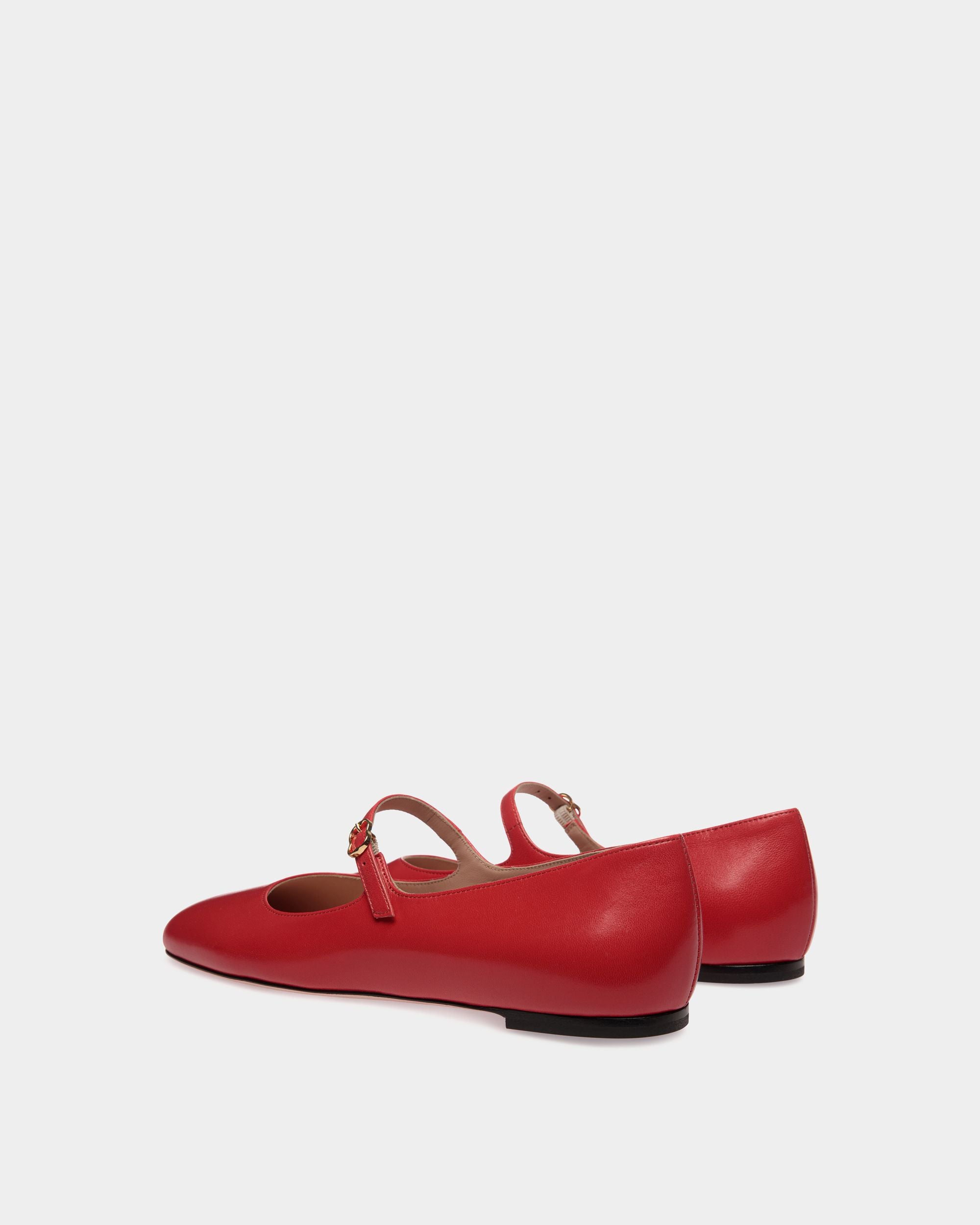 Ballyrina Flat In Candy Red Leather - Women's - Bally - 03