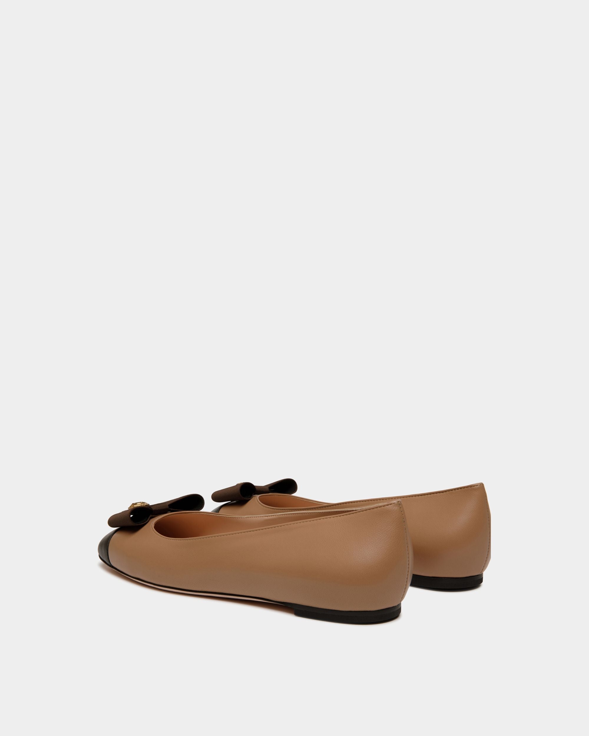 B-Bow Flat in Praline Beige Leather - Women's - Bally - 04