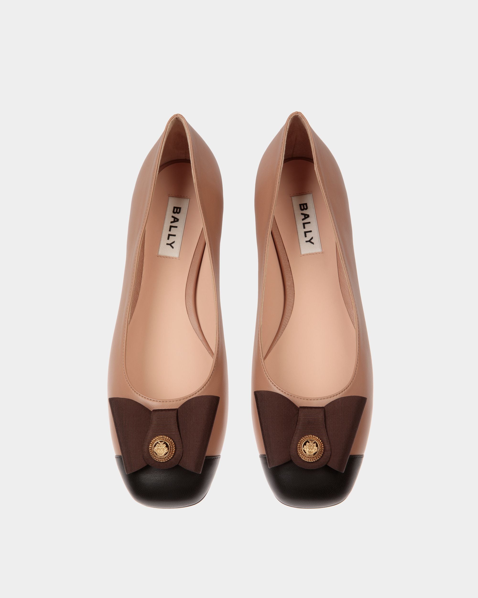 B-Bow Flat in Praline Beige Leather - Women's - Bally - 05