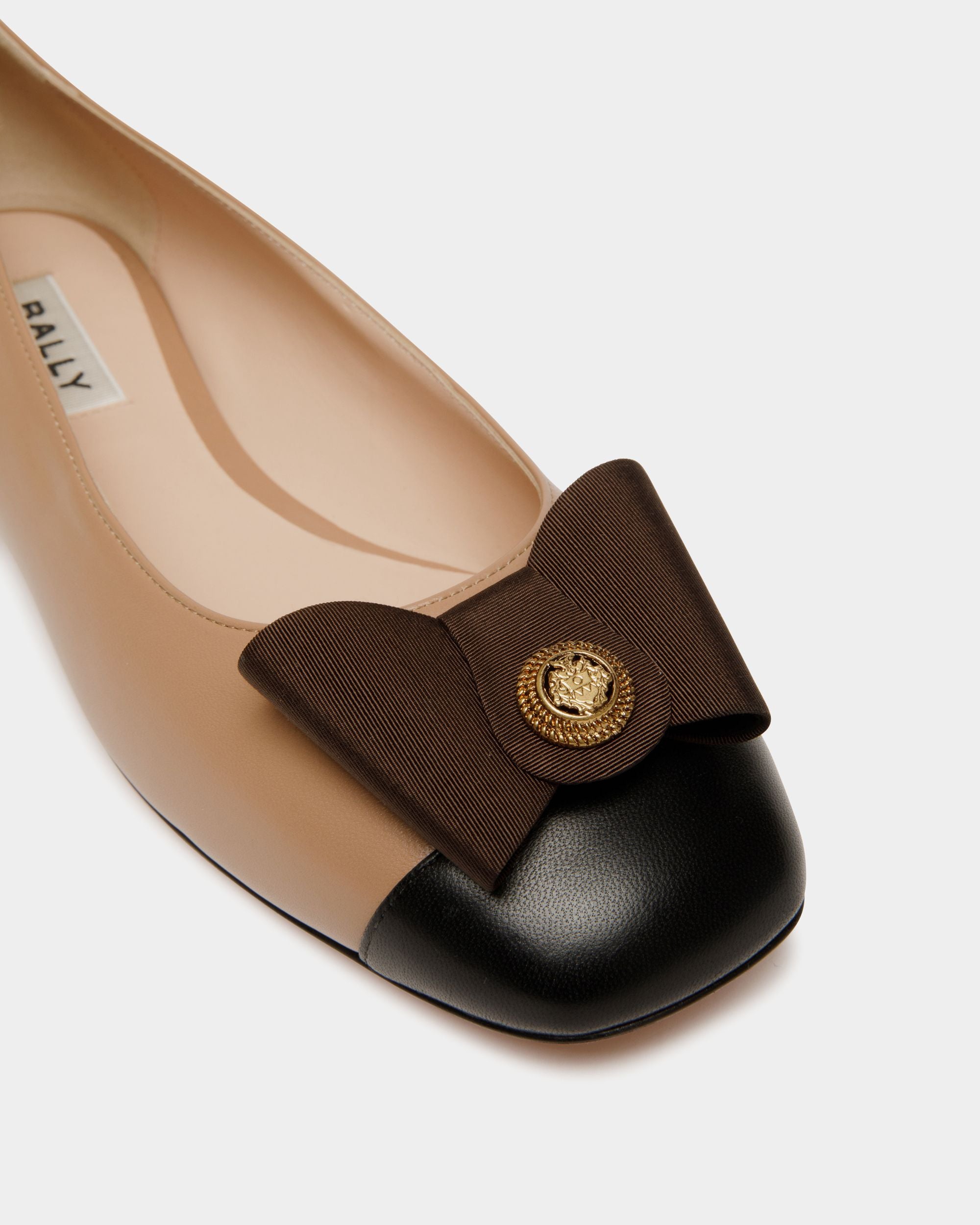B-Bow Flat in Praline Beige Leather - Women's - Bally - 06
